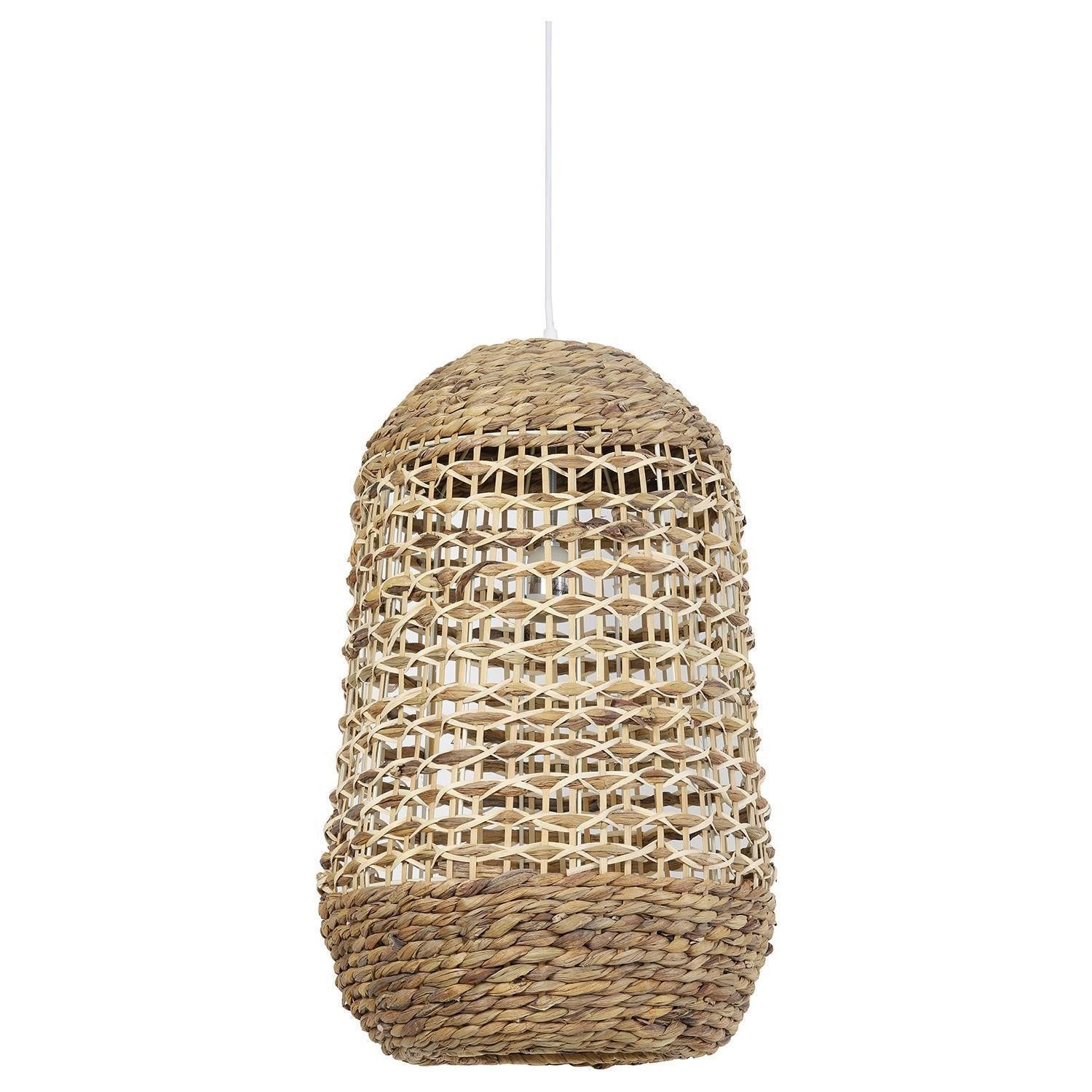 Light & Living Pendelleuchte TRIPOLI, Beige, Weiß, Holz, Rattangeflecht, E27, ohne Leuchtmittel, Ø 37,5 x H 58 cm