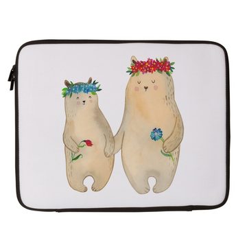 Mr. & Mrs. Panda Laptop-Hülle 20 x 28 cm Bären mit Blumenkranz - Weiß - Geschenk, Notebook Tasche, Elegant & Funktional