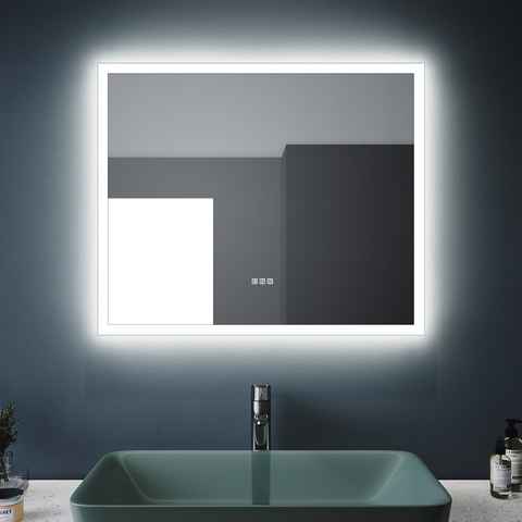 SONNI Badspiegel Badezimmerspiegel mit Beleuchtung, mit Bluetooth Lautsprecher, Antibeschlage, 60 x 50, LED, Rasierspiegel, Lichtspiegel, IP44