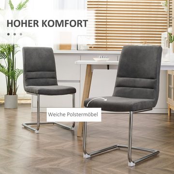 HOMCOM Esszimmerstuhl HOMCOM 2er-Set Stühle im Retrodesign, 42 cm x 64 cm x 90 cm Braun (Set, 2 St), 2er Set