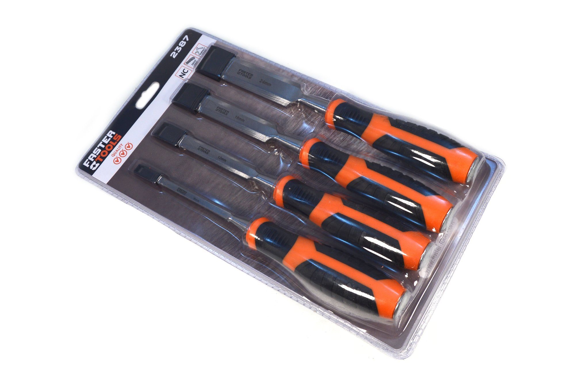 Faster tools Stechbeitel Profi Stechbeitel Set 6-12-18-24mm Stemmeisen Stecheisen Holzbeitel, (1-tlg)
