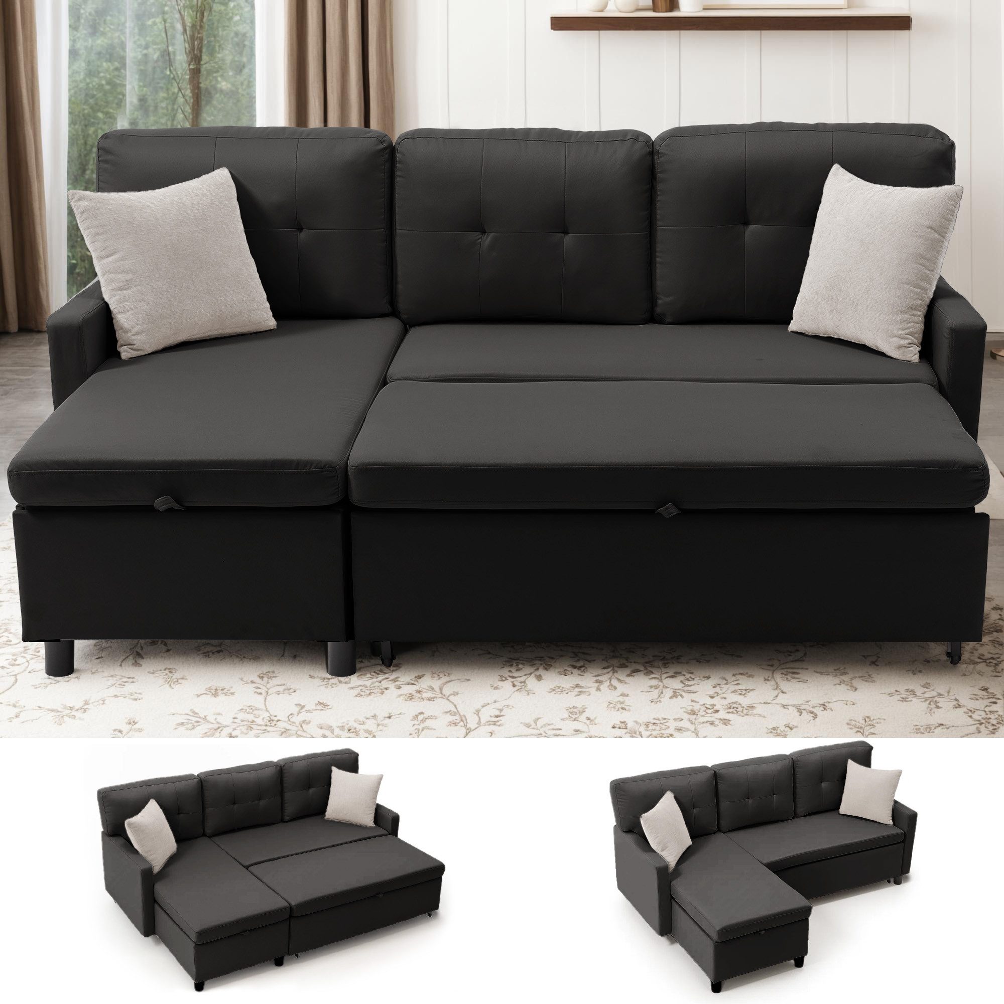 HOMYEDAMIC Schlafsofa 172 x 187 cm Schlafsofa 2-Sitzer Sofa Couch, Schlafsofa mit Matratze Variables Sofa Doppel-Liege