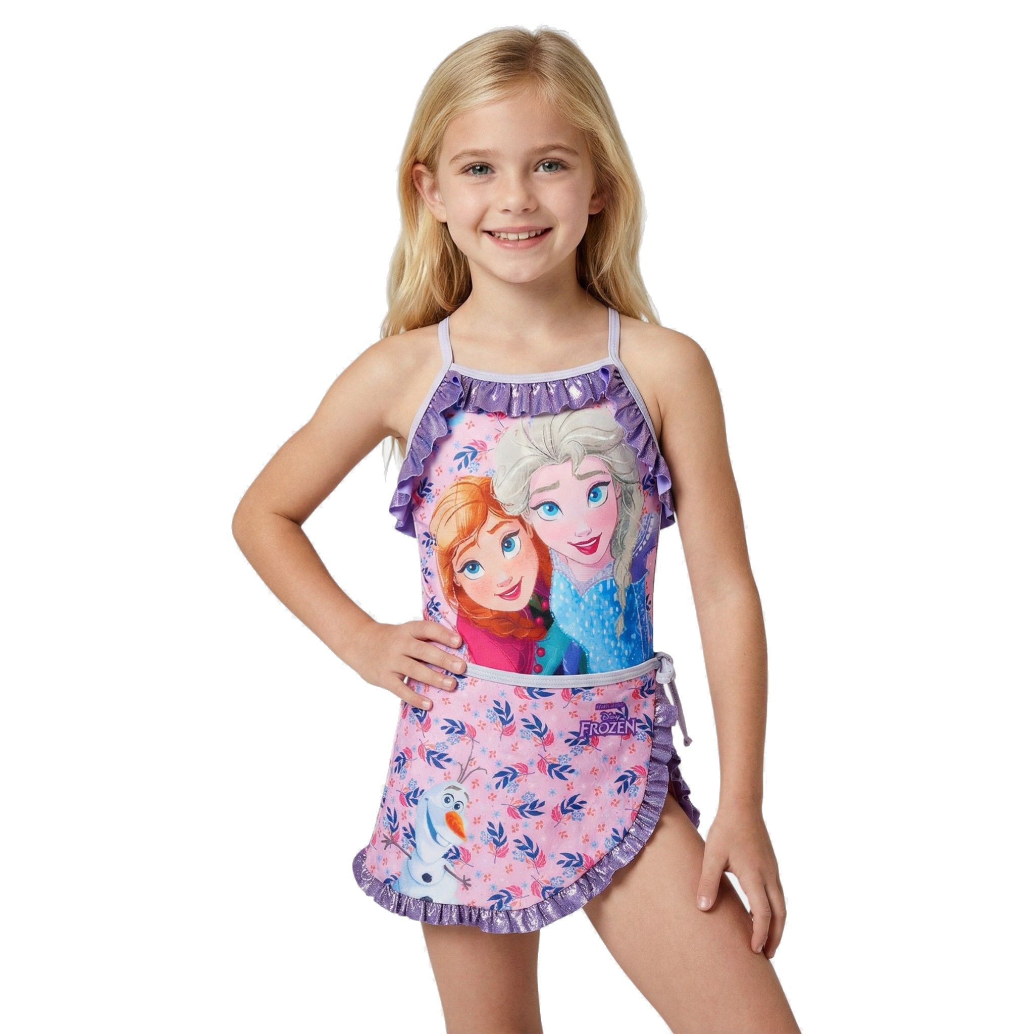 Disney Frozen Bandeau-Bikini FROZEN Die Eiskönigin Mädchen Kinder Badeanzug + Rock 2 Teile (Set, 2 teiliger Badeanzug) 2x Bademode Anzug + Baderock