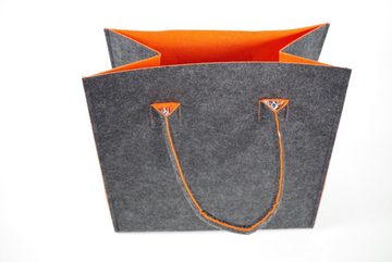 Kobolo Einkaufsshopper Filztasche außen grau meliert innen orange, 20 l