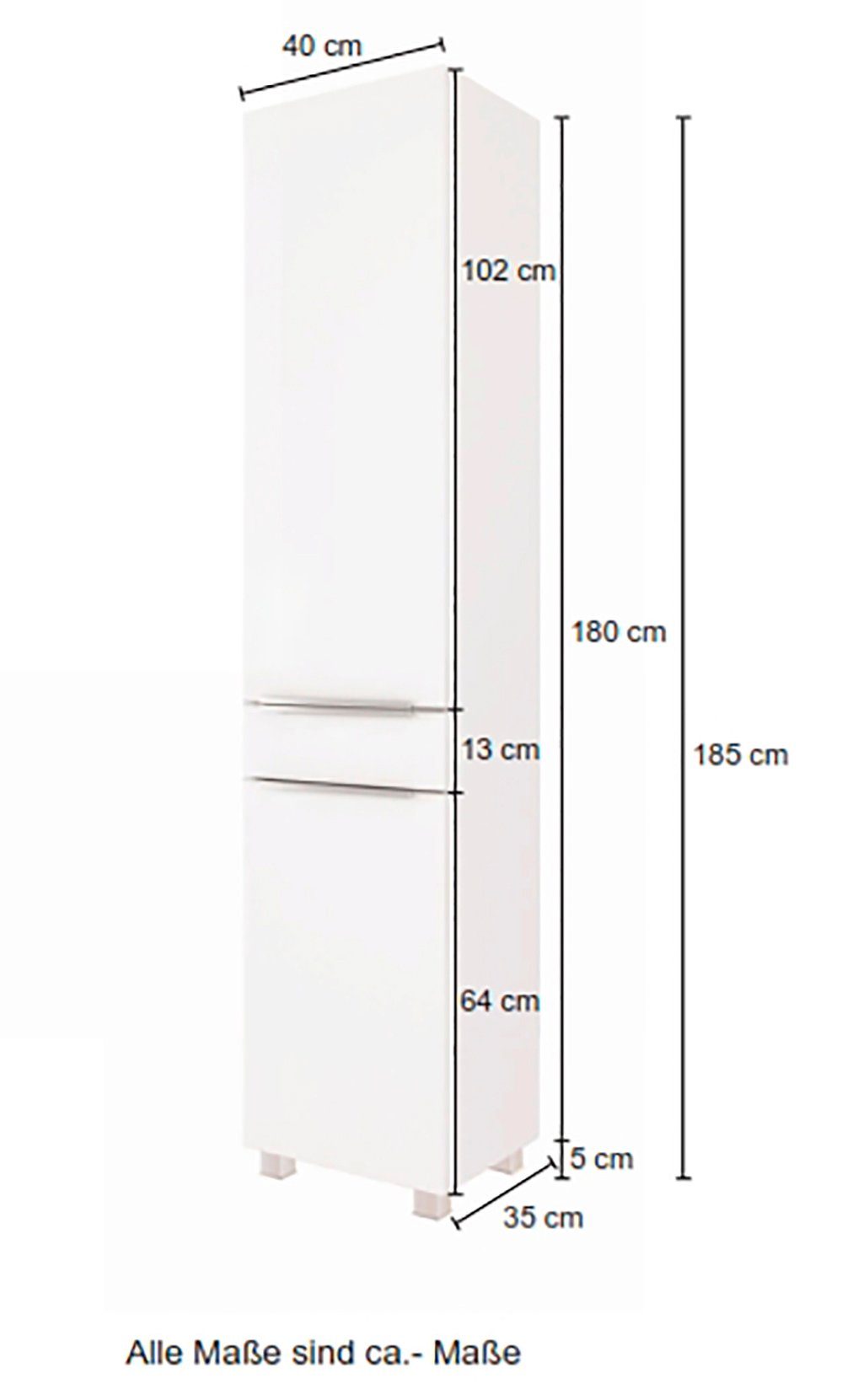 HELD MÖBEL Seitenschrank Matera Breite MDF-Fronten und weiß Softclose-Funktion cm, matte hochwertige 40