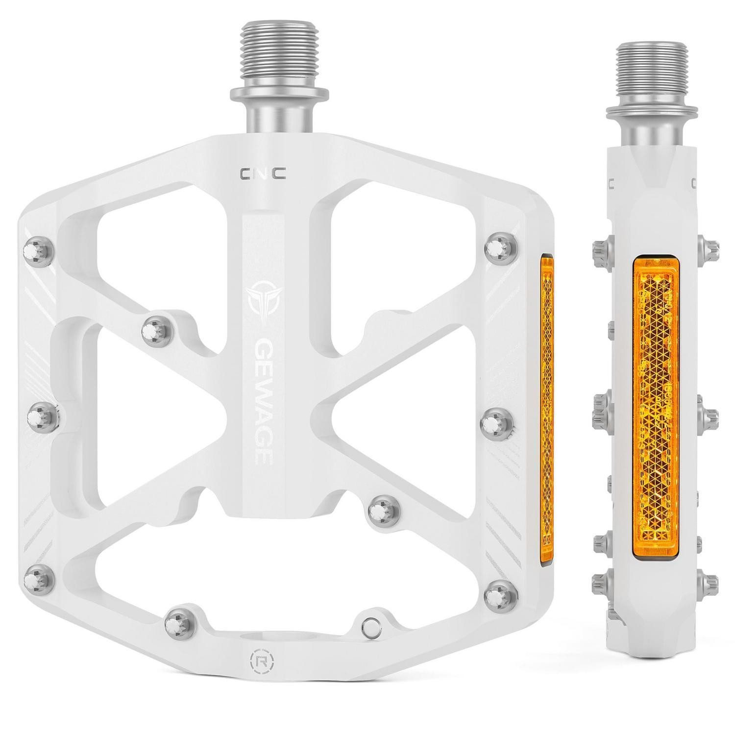 LuxusKollektion Plattformpedale Fahrradpedale Alu 9/16 Reflektor weiß