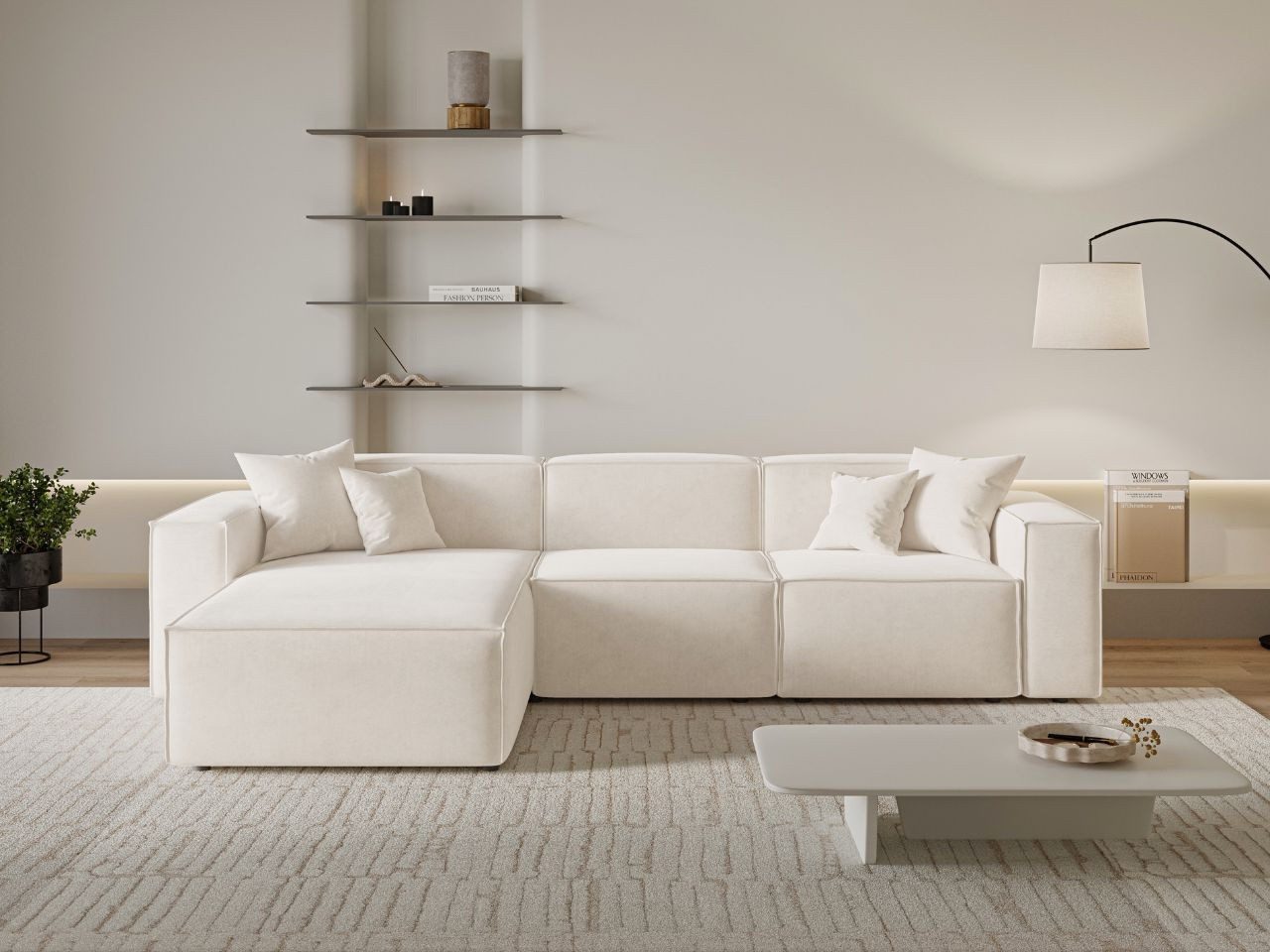 GrainGold Ecksofa L-Form Arizona L, Set, Wellenfederkern, HR-Schaum, Freistehendes