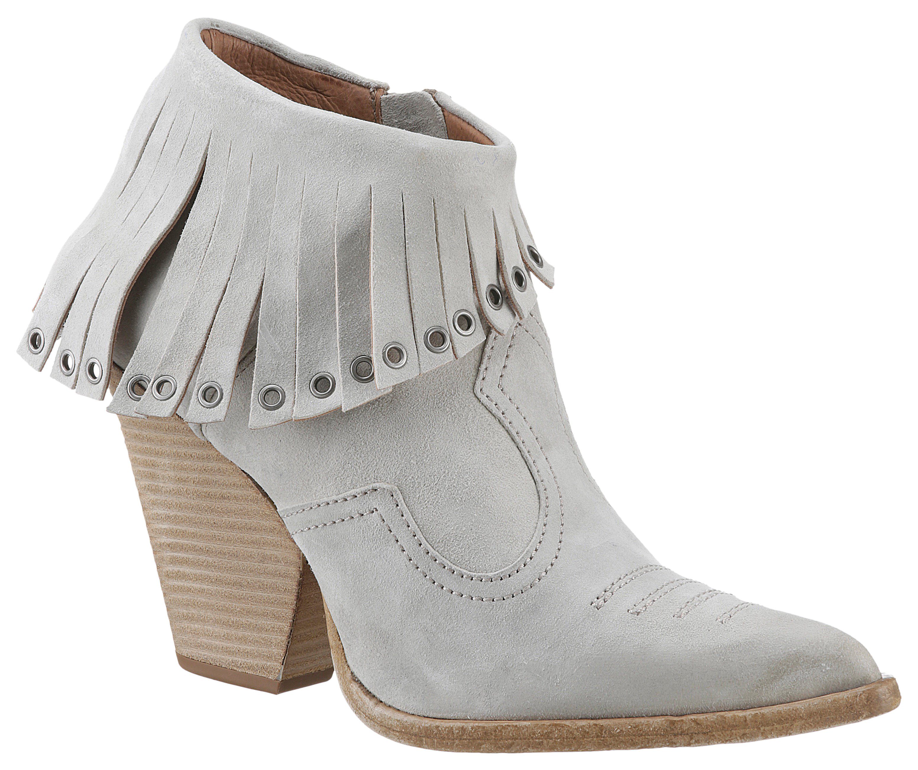 A.S.98 Belive High-Heel-Stiefelette, Abendmode, High-Heel-Stiefelette, Ankleboots mit Fransen und Nieten