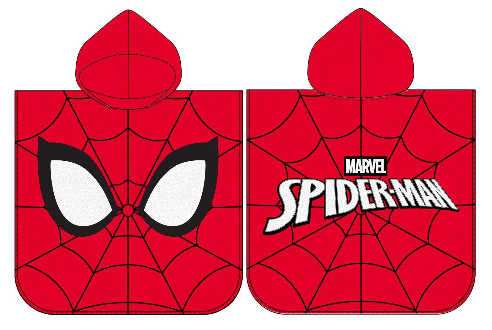 MARVEL Strandtuch Spiderman Poncho Strandtuch mit Kaputze 55 x 110 cm