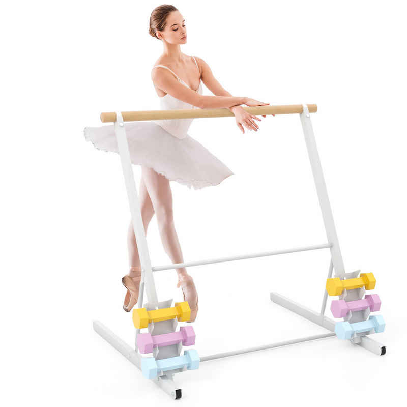 COSTWAY Balancetrainer, freistehend Ballettstangen mit Rollen