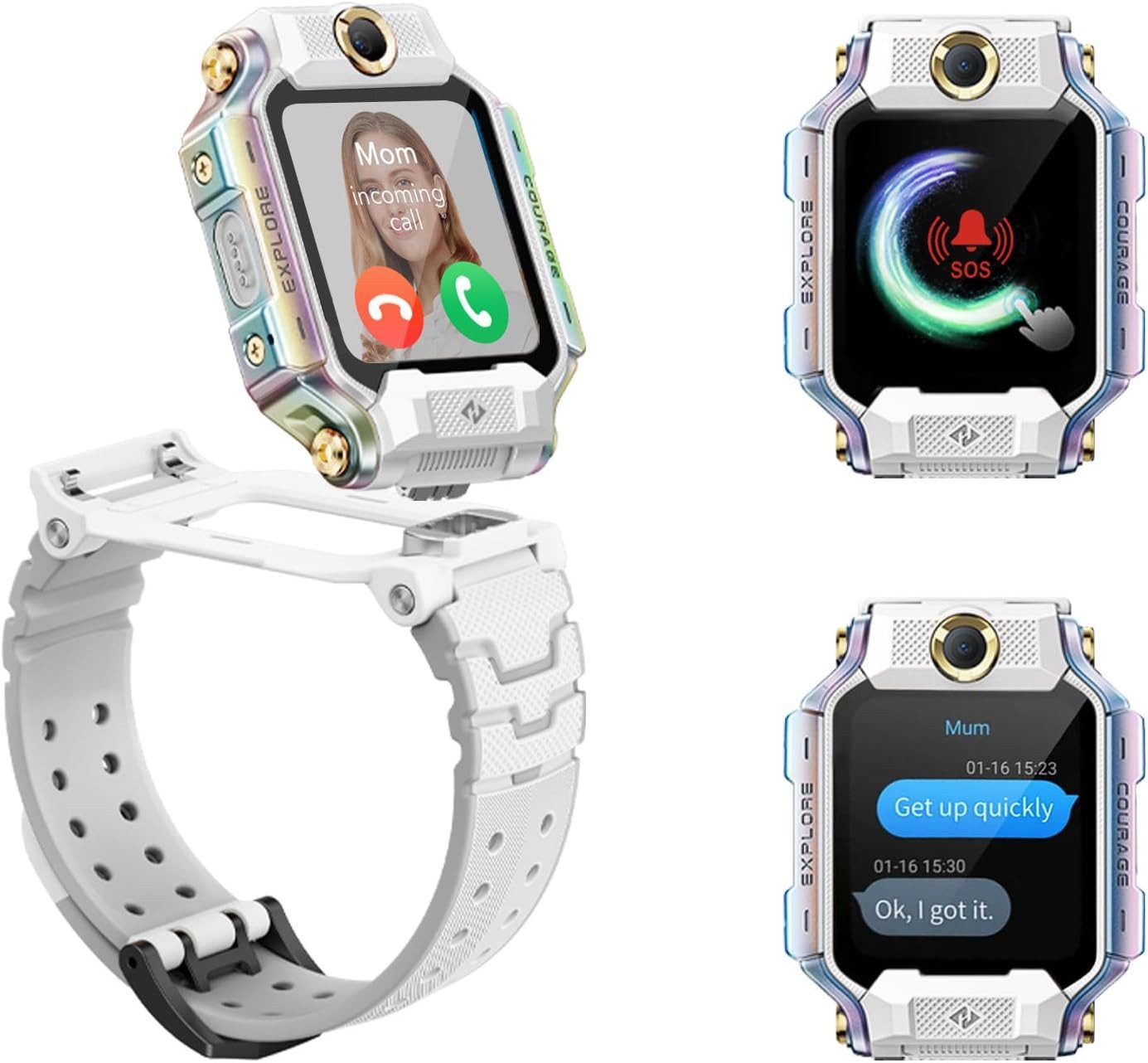 imoo X10 Blanc Smartwatch (2,5 cm, sim-karte), Kinder Smartwatch mit Tauchfähigkeit