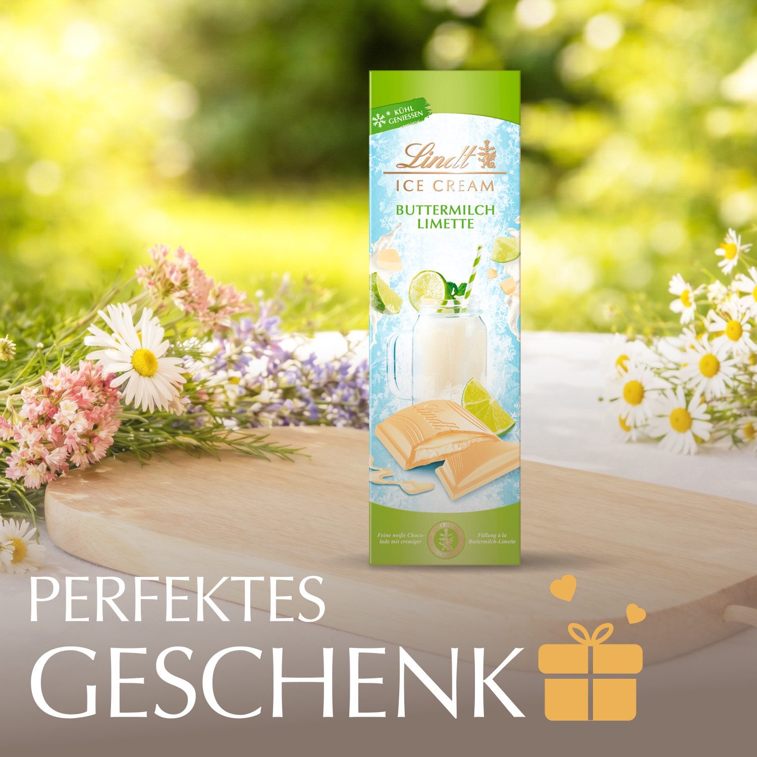 LINDT Schokolade 100g Buttermilch Limette Tafel Weisse Sommer Schokolade Erfrischung, 1 x 100 g, 1 St.