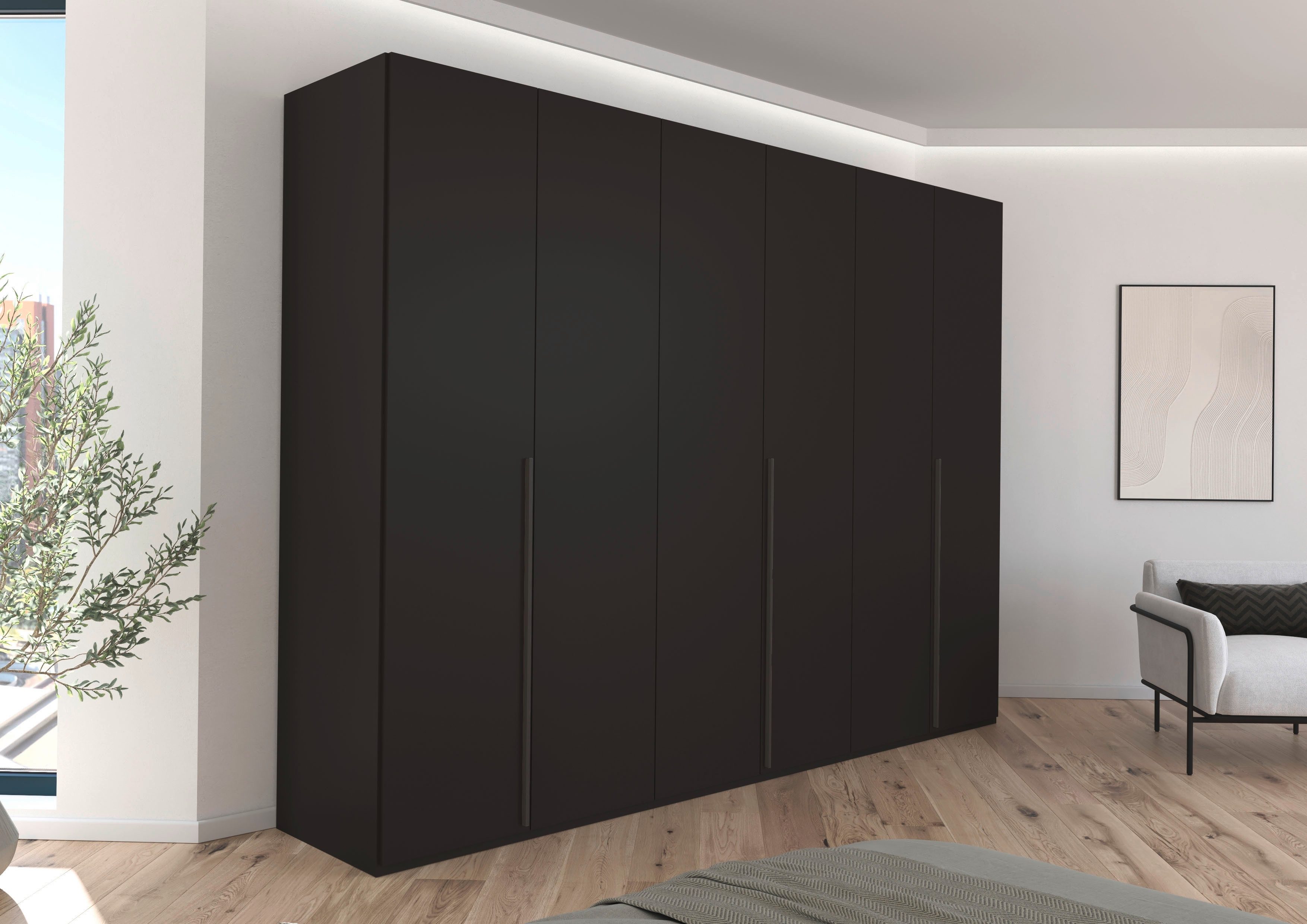 rauch Drehtürenschrank Kleiderschrank Schrank Garderobe Wäscheschrank BESTSELLER MONTCLAR (3 Ausstattungen BASIC/CLASSIC/PREMIUM (SOFT-CLOSE), Breiten 201-400 cm) Front in Glas/Hochglanz/Dekor/Grauspiegel in 5 Breiten MADE IN GERMANY