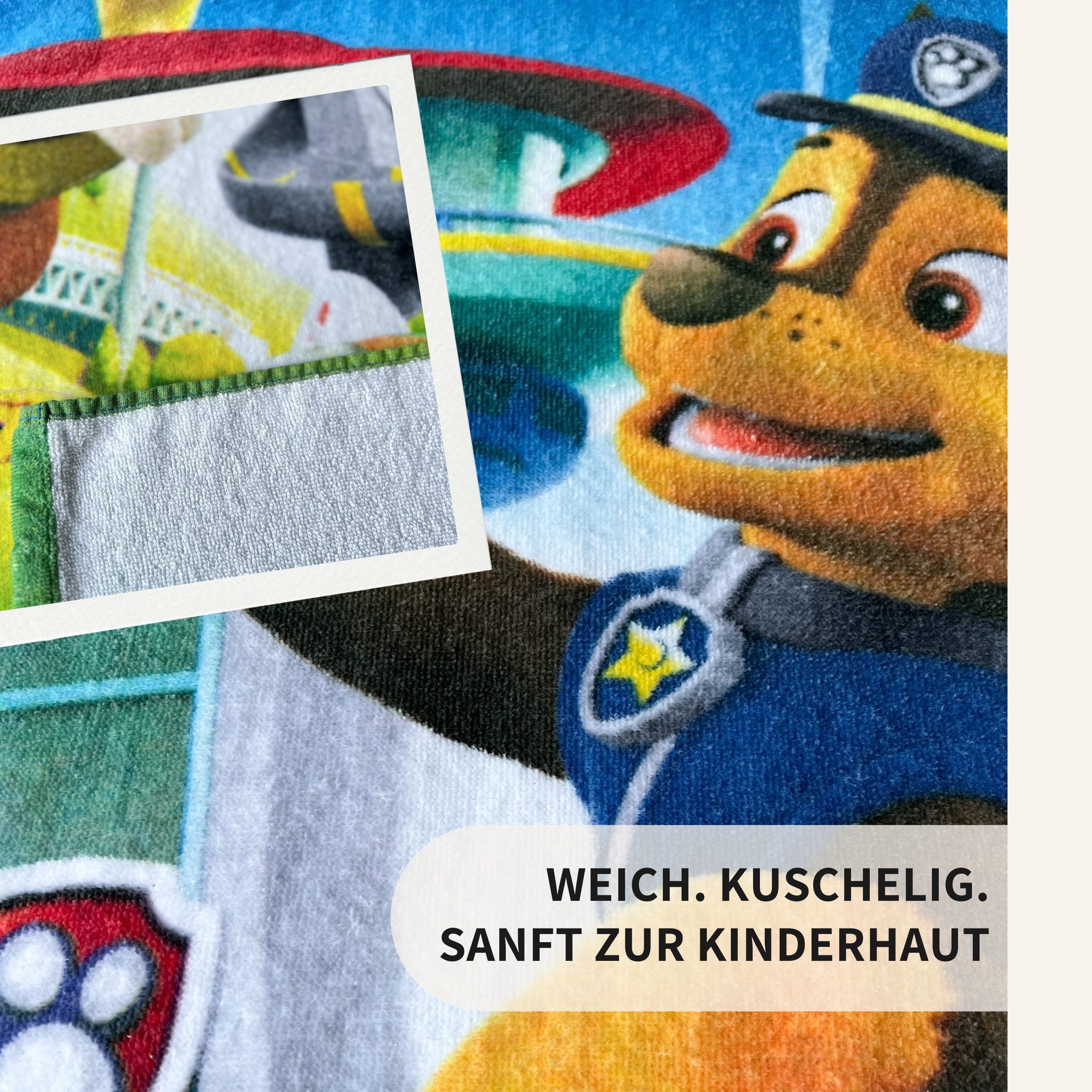MTOnlinehandel Badetuch Paw Patrol 70x140 cm, 100 %, Baumwolle (1-St), Strandtuch mit Chase, Rubble, Everest & Skye für Kinder – Bild 4 von 4