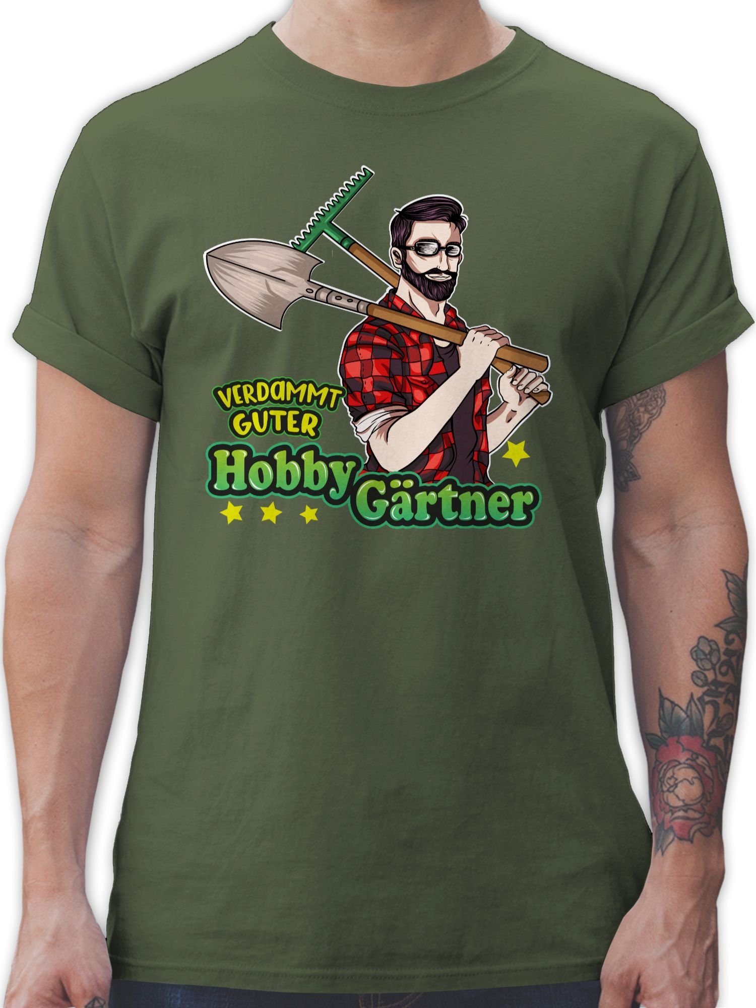 Shirtracer T-Shirt Verdammt guter Hobby Gärtner Hobby Outfit 01 Army Grün