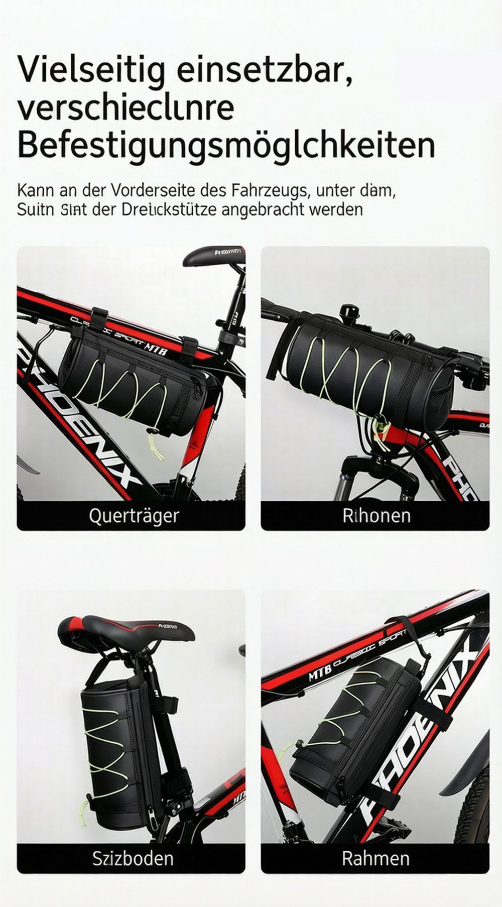 Jumpeak Fahrradtasche Rucksack,Fahrradtaschen für Gepäckträger,Zylinderform,Drei Farben, Fahrradtaschen für Gepäckträger Ebike,Vakuum Rucksack Handgepäck