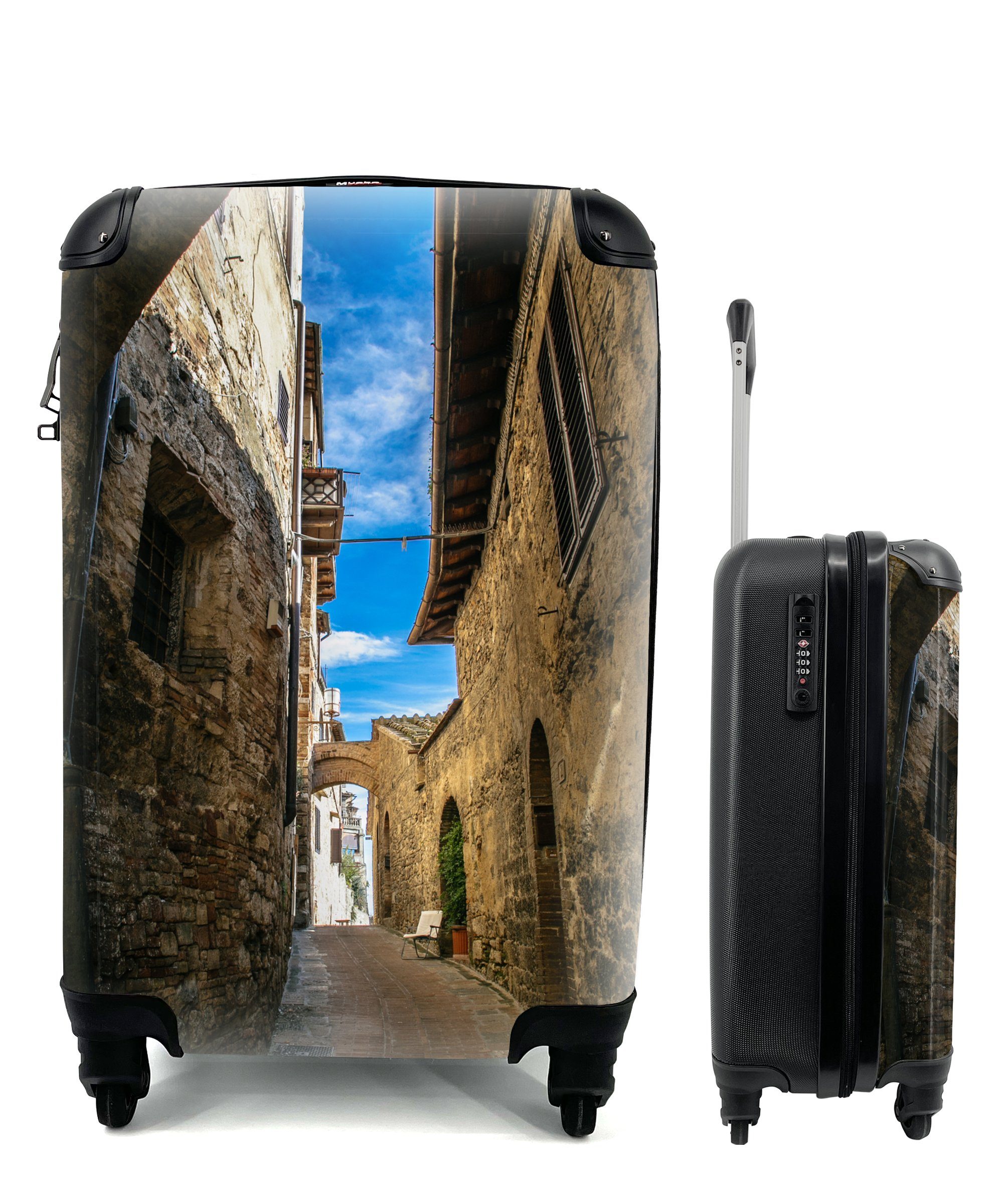 MuchoWow Handgepäckkoffer Die Altstadt von San Gimignano in Italien, 4 Rollen, Reisetasche mit rollen, Handgepäck für Ferien, Trolley, Reisekoffer