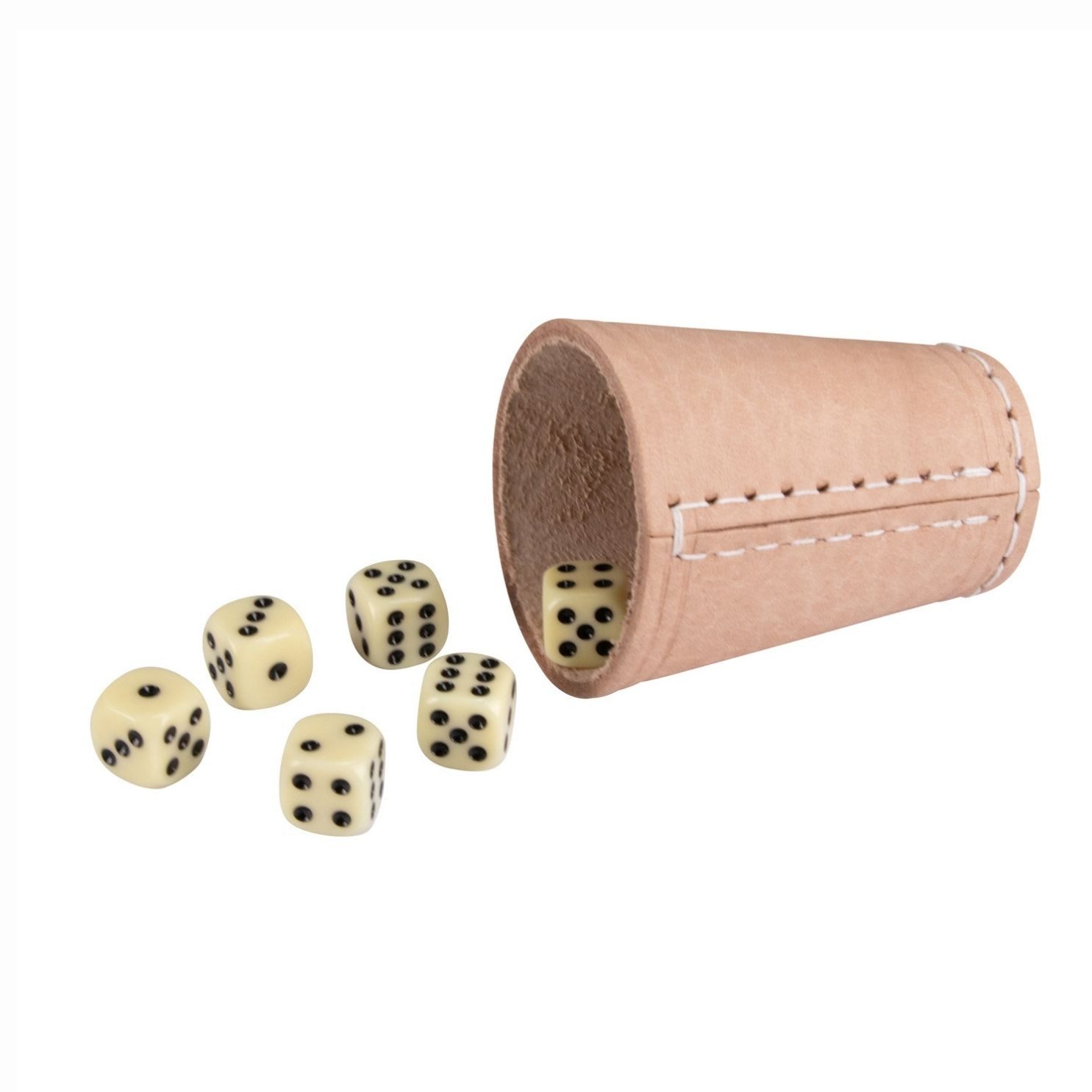 GICO Spielesammlung Würfelbecher (echt Leder) Standard (9 cm) mit 6 Würfeln 5902