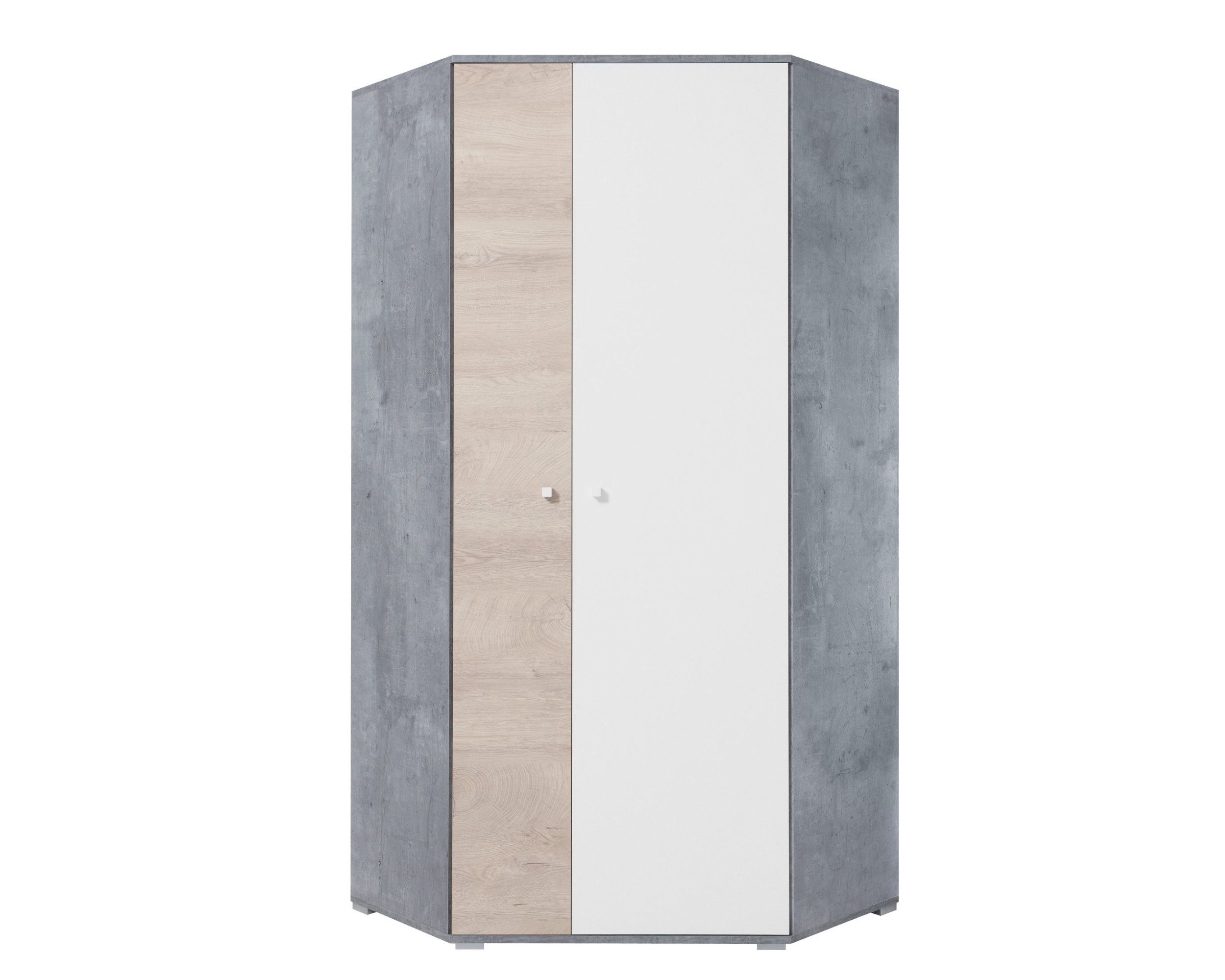 Deine Möbel 24 Eckschrank SIMON 02 Jugendmöbel Jugendzimmer Kinderzimmer (Set, 2-St., Drehtürenschrank Weiß Beton Grau Eiche) erhältlich in Weiß Lux/Beton und Beton/Weiß Lux/Eiche