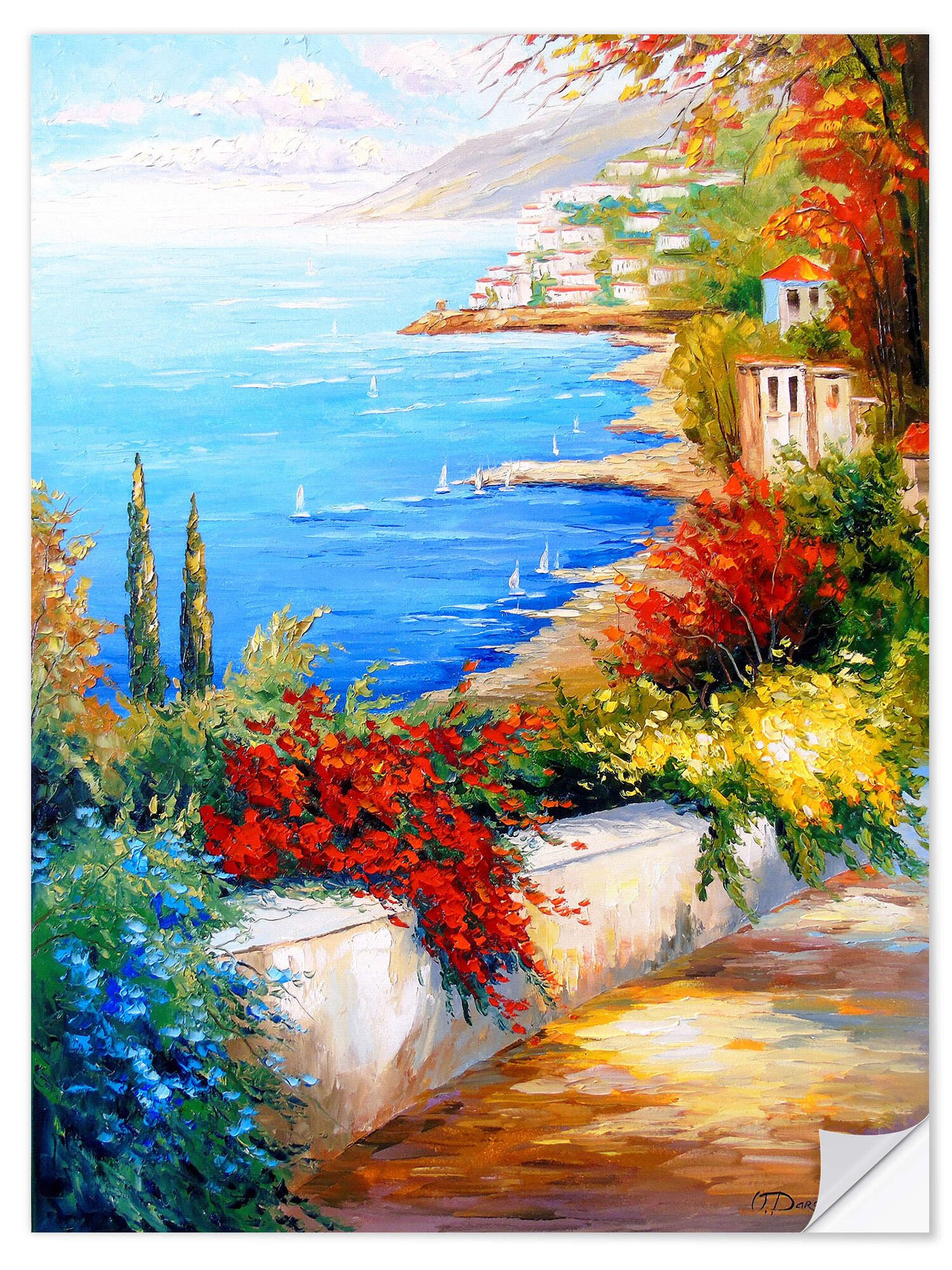 Posterlounge Плакат Olha Darchuk, Mittag am Meer, Wohnzimmer Mediterran Malerei