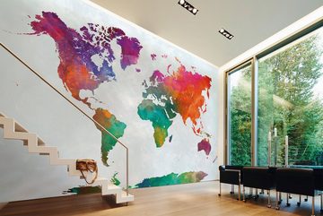 living walls Fototapete Designwalls Global Map, glatt, (5 St), Vlies, Wand, Schräge, Decke