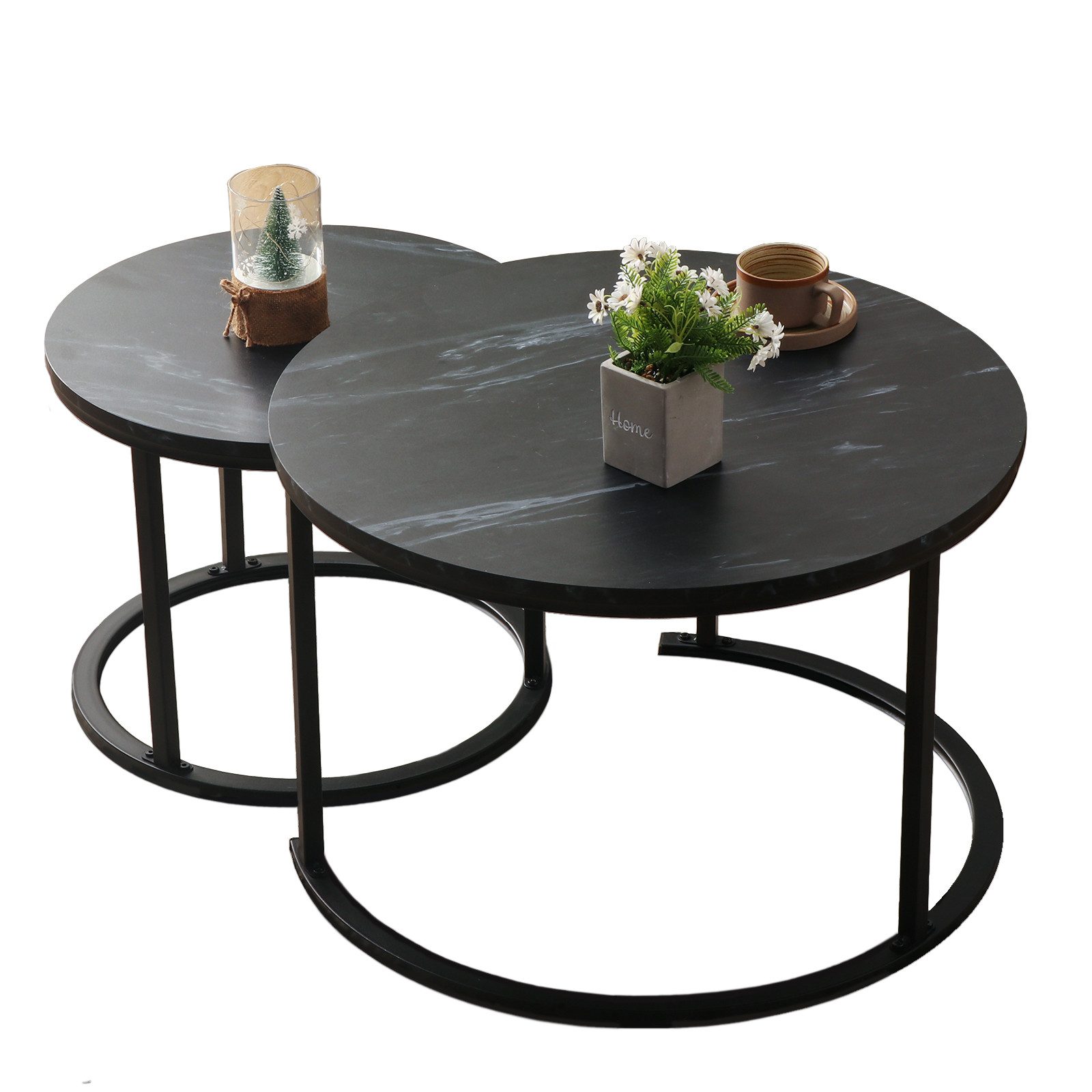 KAHOO Couchtisch Kaffeetisch, 2tlg. mit Marmormuster, 70x45cm+50x40cm, rund günstig online kaufen