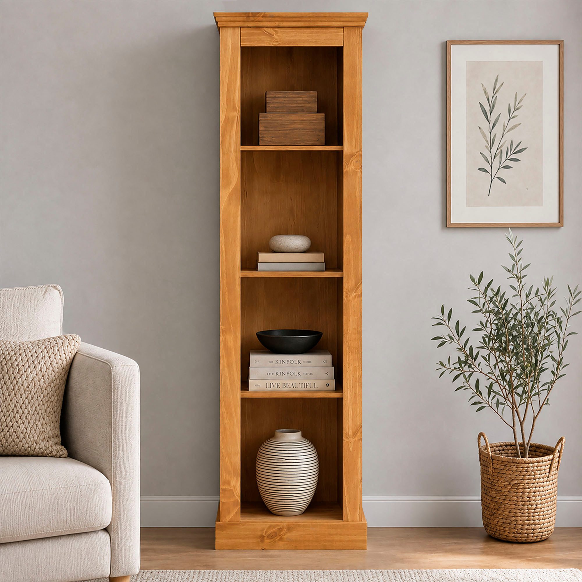 OTTO home Stauraumregal Selma, 1-tlg., Kiefernholz, feste und verstellbare Böden, Breite 55 cm, Höhe 180 cm – Bild 2 von 5