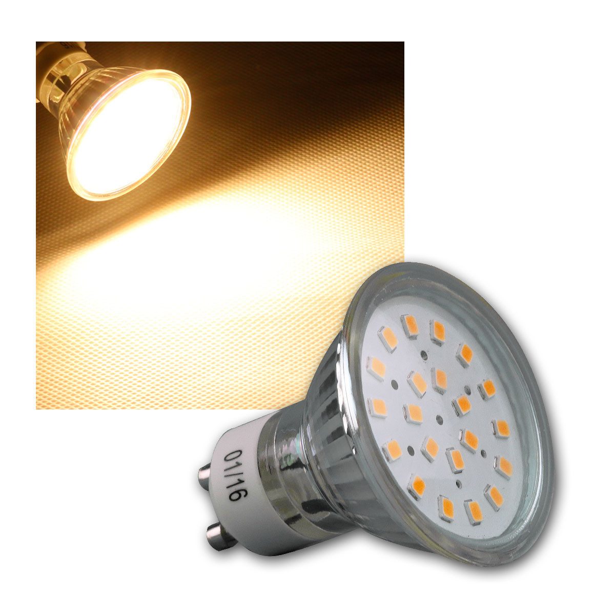 ChiliTec LED-Leuchtmittel 5x LED Strahler GU10 "H40 SMD" 120° 280lm warmweiß, warmweiß