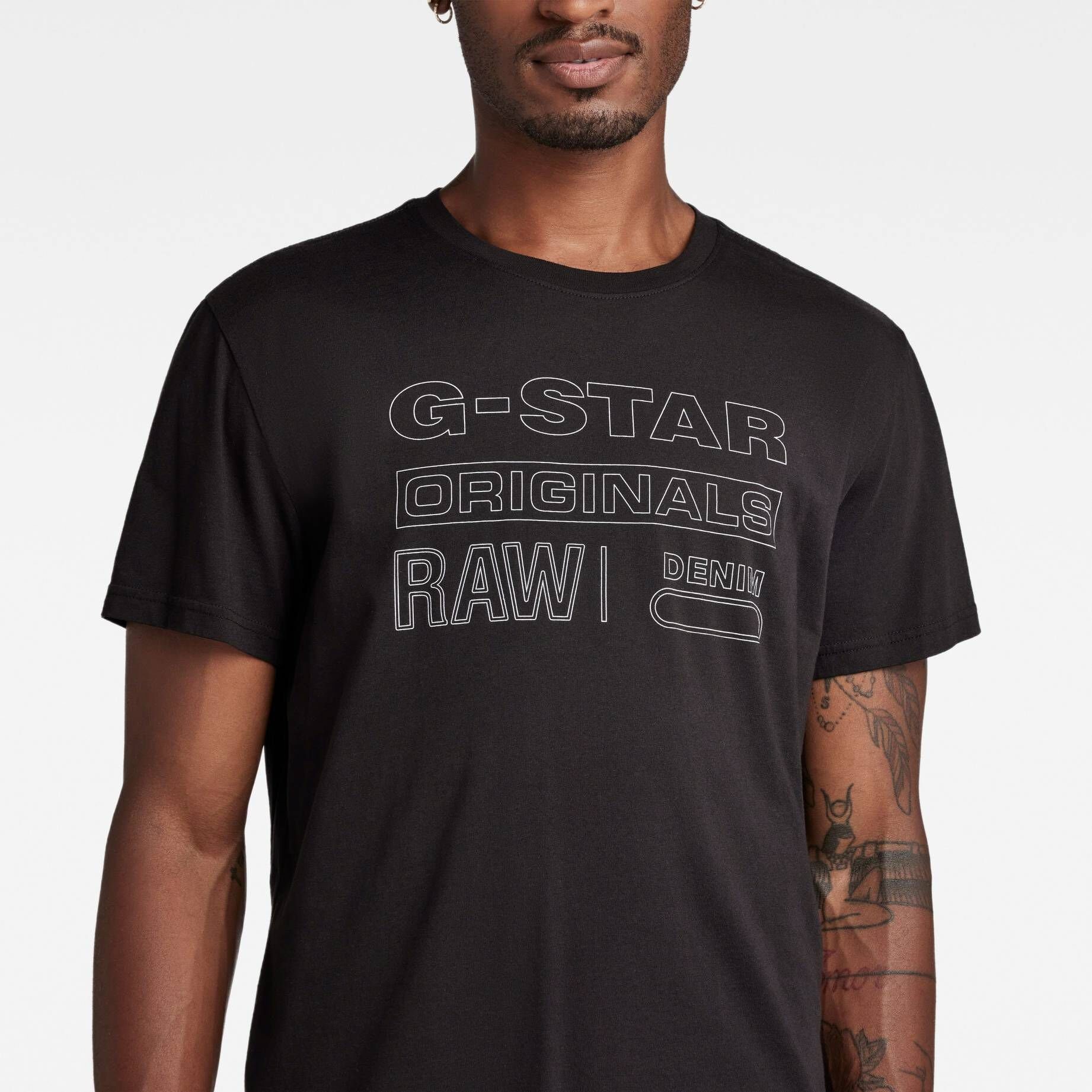 T-Shirt RAW G-Star (1-tlg) Herren Schwarz ORIGINALS T-Shirt