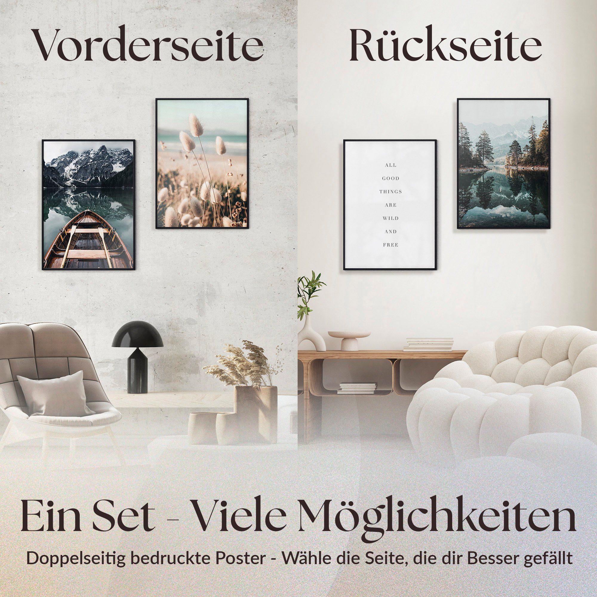 Heimlich Poster Set als Wohnzimmer cm der Landschaften 50x70 Reisen Bilder Achtsamkeit, Deko