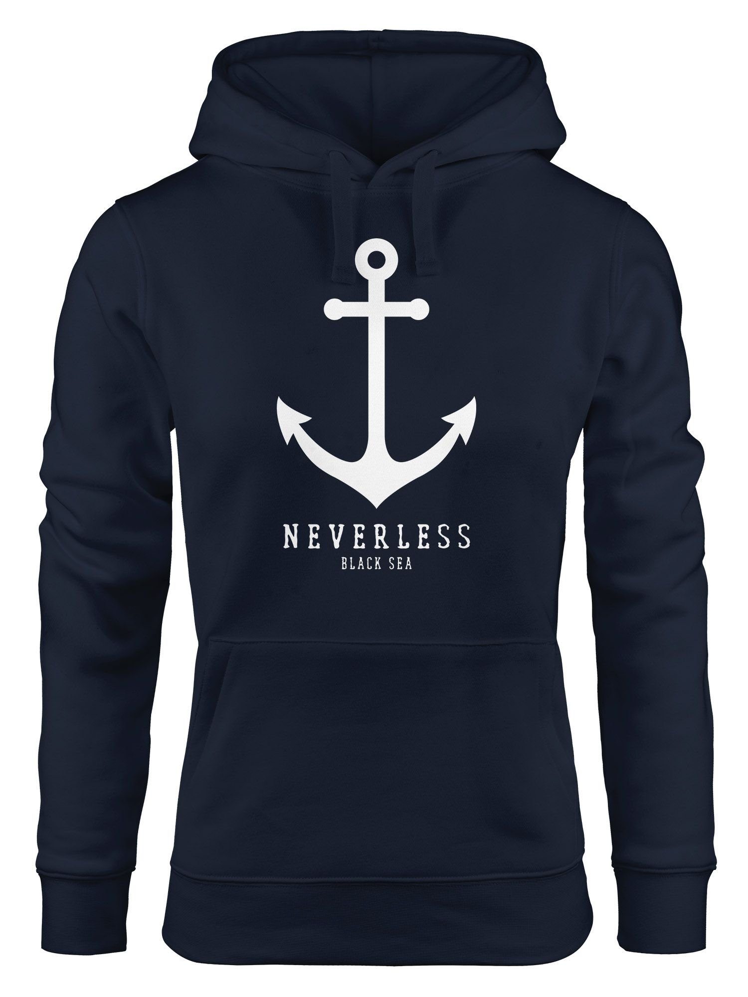 Neverless Hoodie Hoodie Damen Anker Nautical Sailor Segeln Kapuzen-Pullover für Frauen Neverless® navy