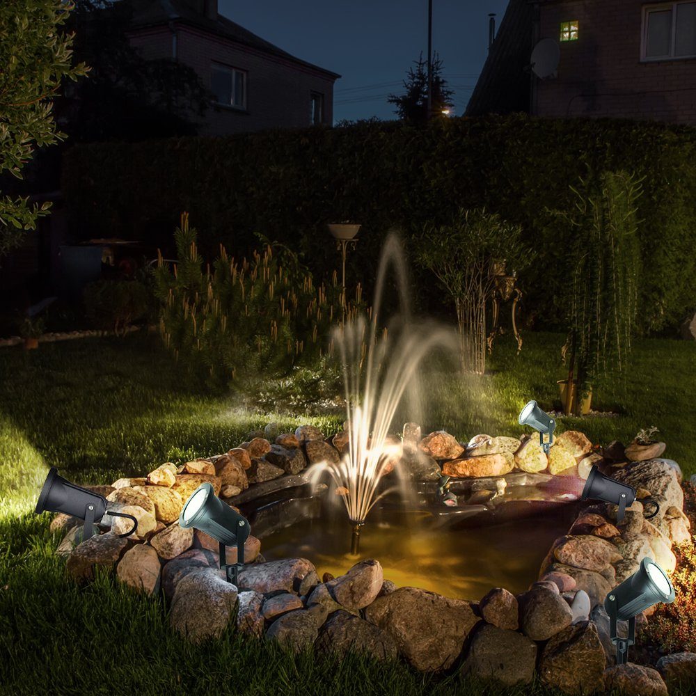 etc-shop Gartenstrahler, Leuchtmittel inklusive, Warmweiß, Außen Steckleuchte schwenkbar Außenleuchte Erdspieß Garten