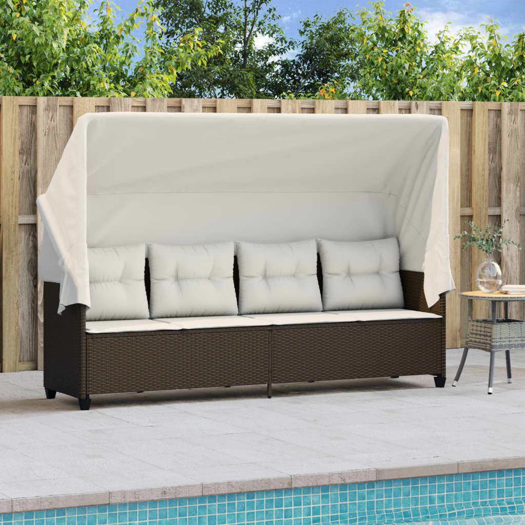 vidaXL Gartenliege Sonnenliege mit Dach und günstig online kaufen