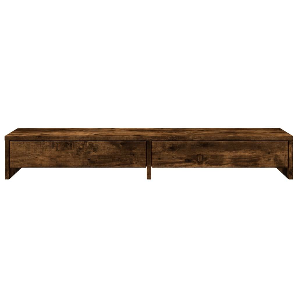 vidaXL Monitorständer Monitorständer mit Schubladen Räuchereiche 100x27x15 cm – Bild 4 von 5