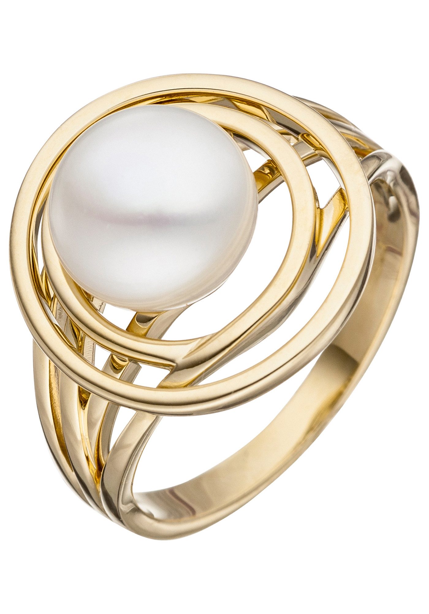 JOBO Perlenring Ring Goldring, 585 Gold mit einer Perle