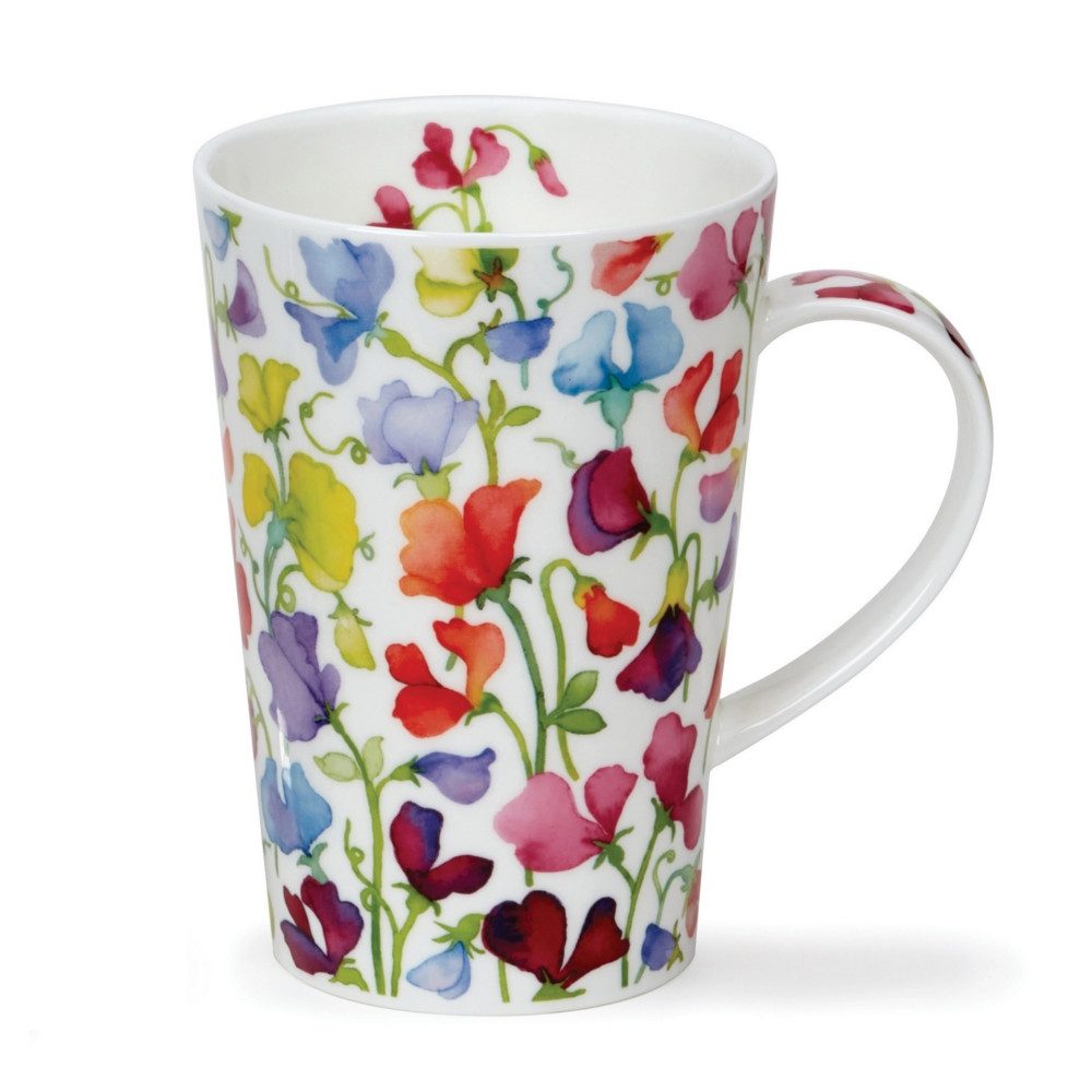 Dunoon Tasse Floral Fiesta Edelstahl-Teesieb Deckel Shetland 0,44 l Fine Bone China, 1-tlg.