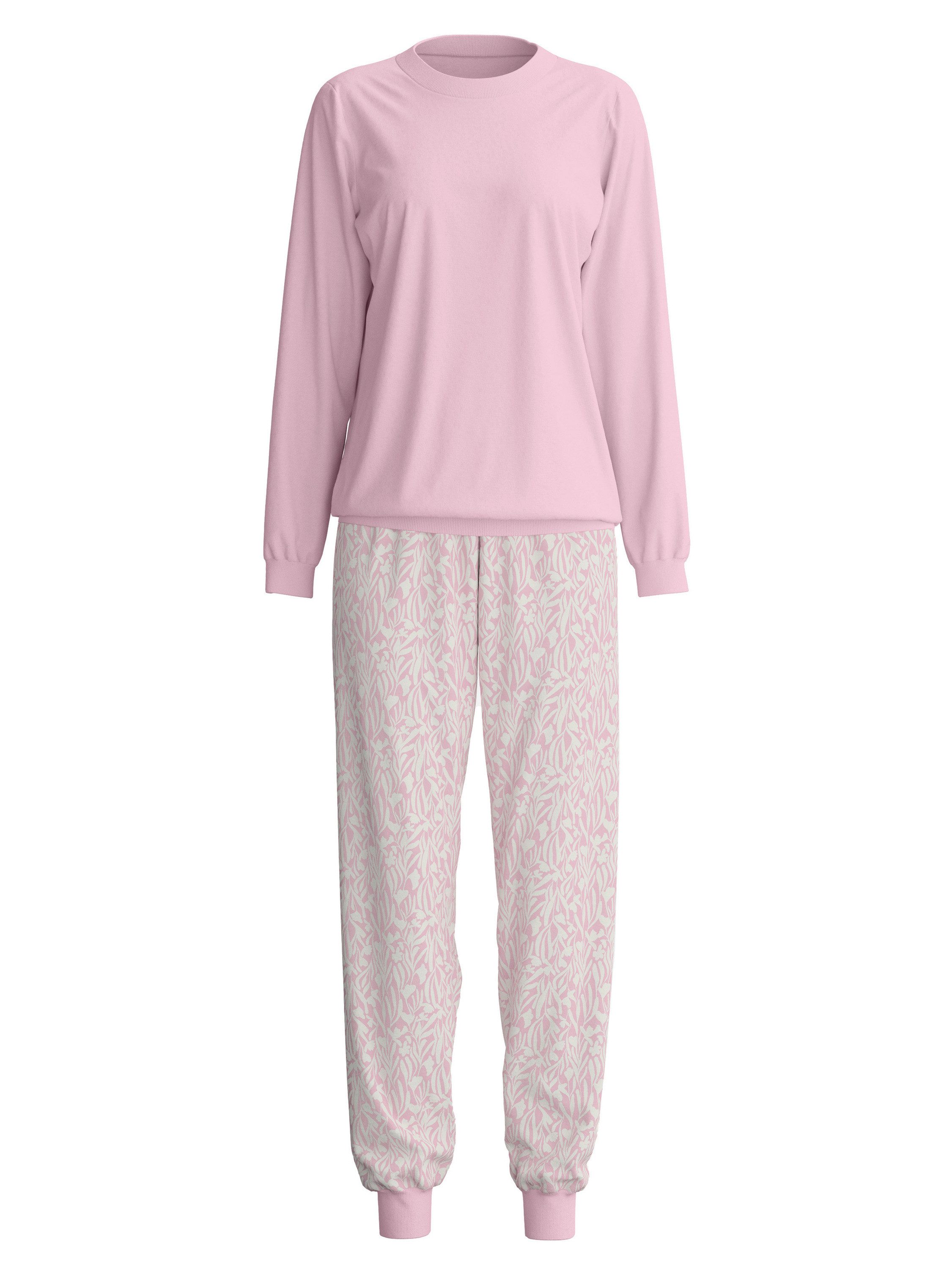 CALIDA Pyjama Blooming Nights Damen (2 tlg) softe Bündchen, seidig weich, atmungsaktiv, elastisch