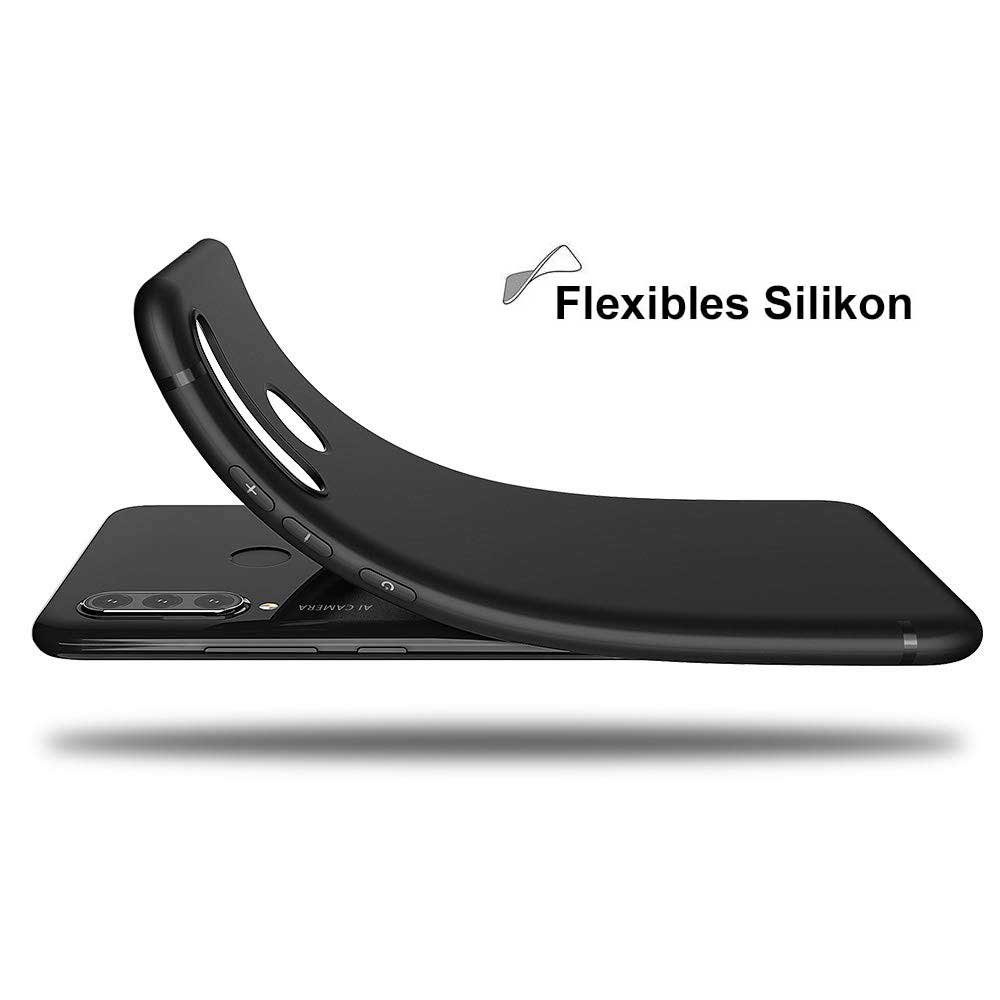 FITSU Handyhülle Slim Case Hülle für Huawei P30 Lite New Edition Schwarz, Ultradünne Handyschale Slim Case Cover Schutzhülle mit Kameraschutz