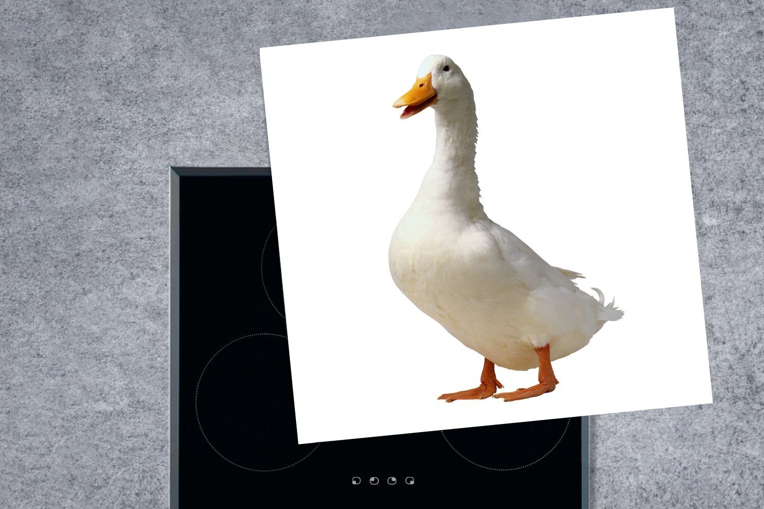MuchoWow Herdblende-/Abdeckplatte Weiße Ente, Vinyl, 78x78 Ceranfeldabdeckung, tlg), (1 küche cm, für Arbeitsplatte