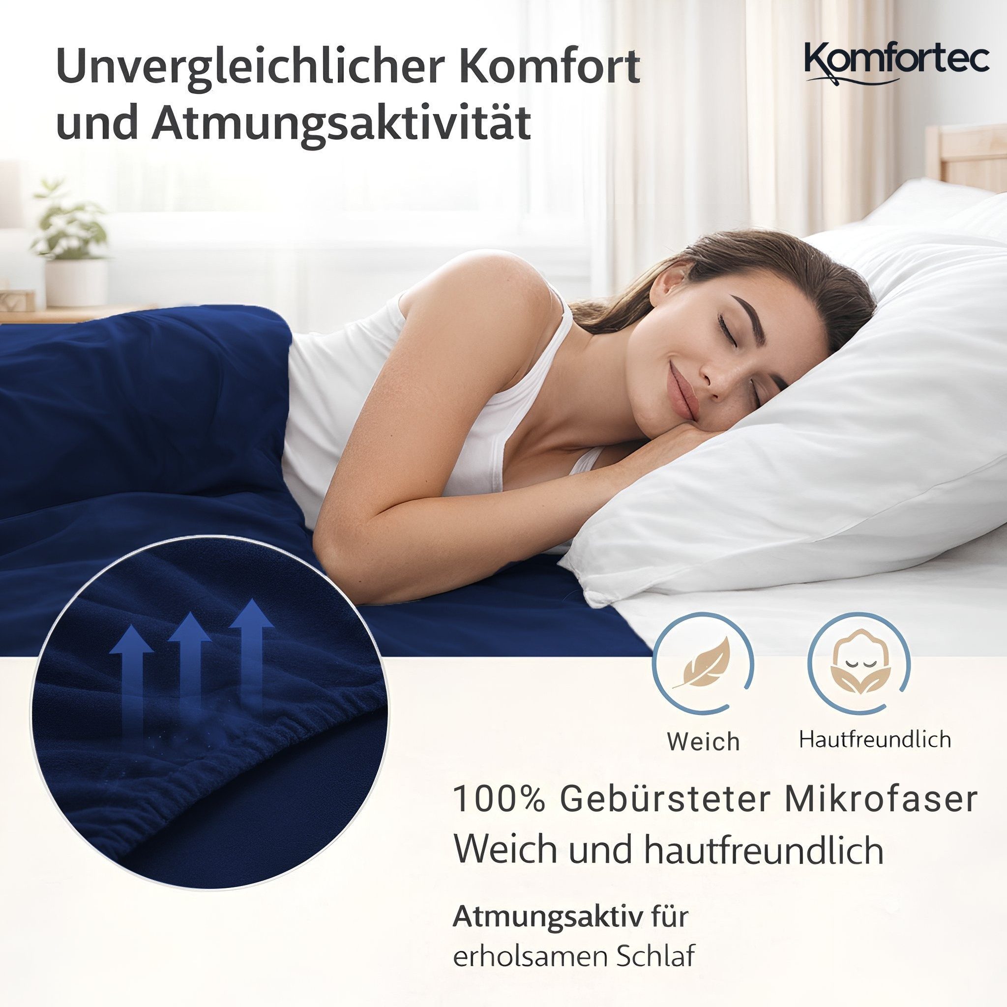 Komfortec Spannbettlaken Boxspringbett bis 15cm - 30cm Matratzenhöhe, Mikrofaser, Gummizug: Rundum, (2 Stück) – Bild 3 von 5