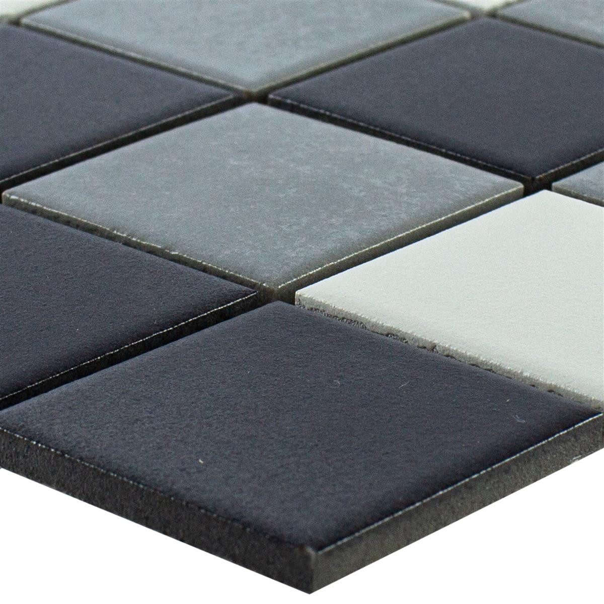 Mosafil Mosaikfliesen Keramikmosaik Fliesen Orion Rutschhemmend, Keramik 30.600x30.600, weiß-schwarz-grau, Verlegefertig auf ein Netz geklebt - Frostsicher - Wasserfest -