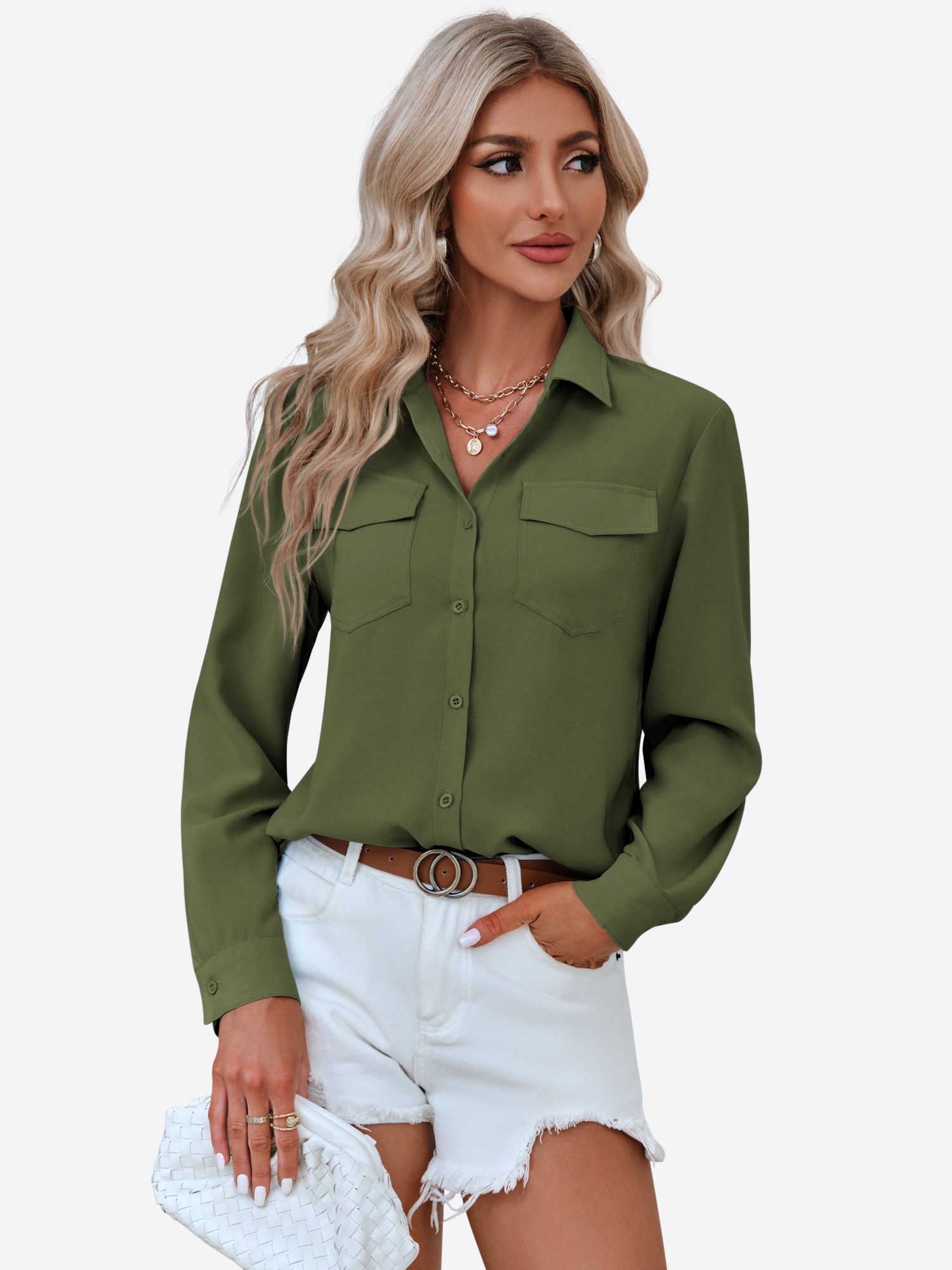 Imily Bela Hemdbluse Damen Lässige Basic-Bürobluse (Packung, 1-tlg., 1per-P günstig online kaufen