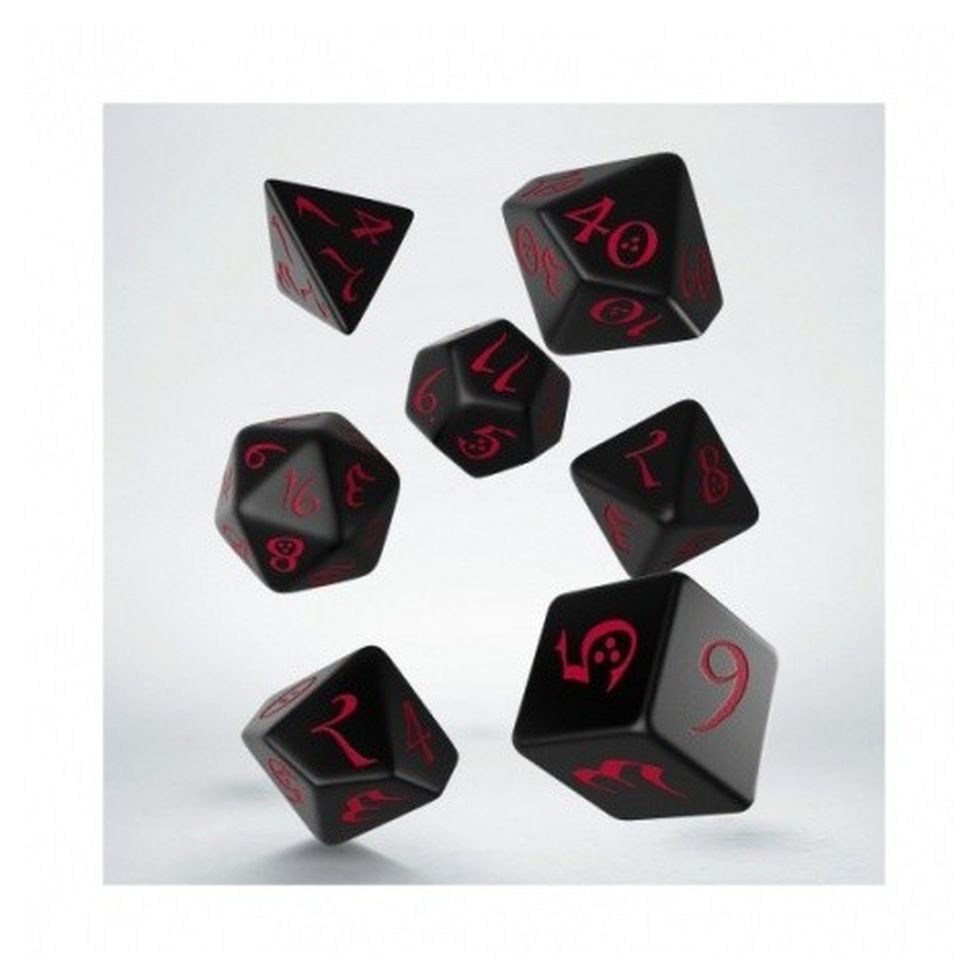 Q-Workshop Spiel, Classic RPG Dice Set Black/Red (7)