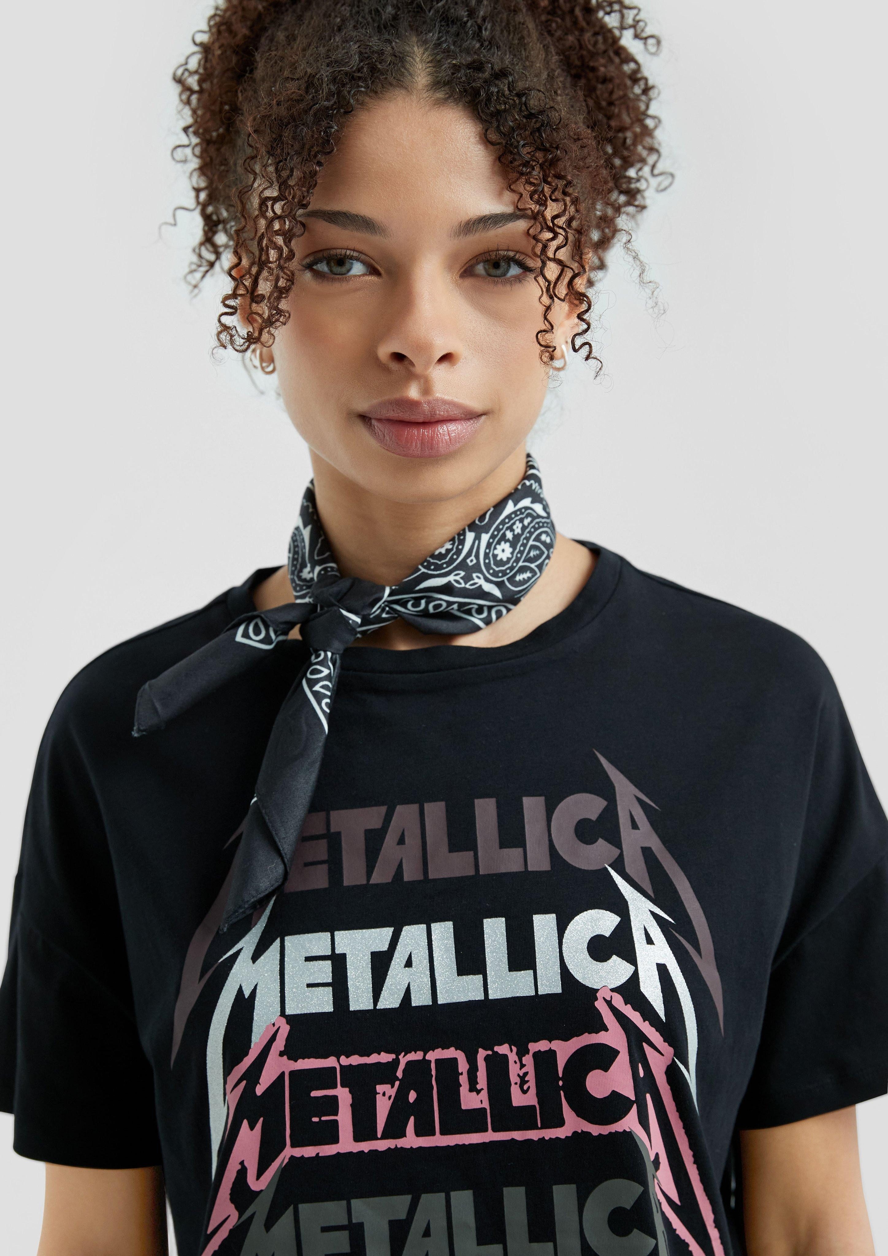 QS Kurzarmshirt Metallica® Band-Shirt mit Glitzerprint günstig online kaufen