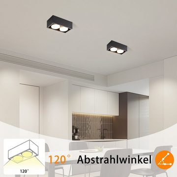 ZMH LED Deckenstrahler Aufputz LED Deckenspots - Aufbaustrahler Weiß mit 2 Flammig GX53, LED fest integriert, 3000k, Warmweiß Aufbauleuchte für Küche Wohnzimmer, Schwarz