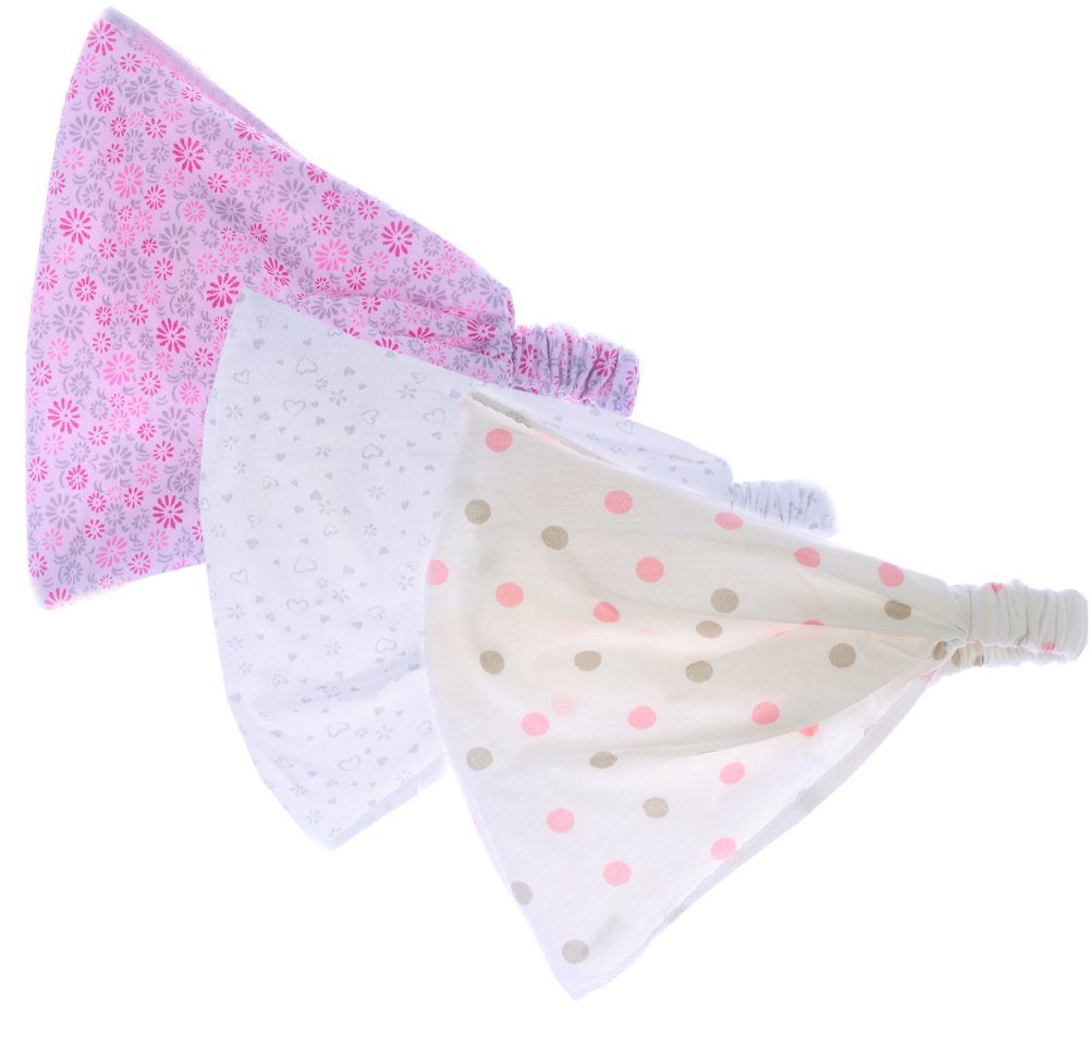 La Bortini Kopftuch Kopftücher 3er Pack Kopftuch Bandana Sommer Mütze für  Baby und Kinder, Farbe: Weiß, Creme und Rosa gemustert