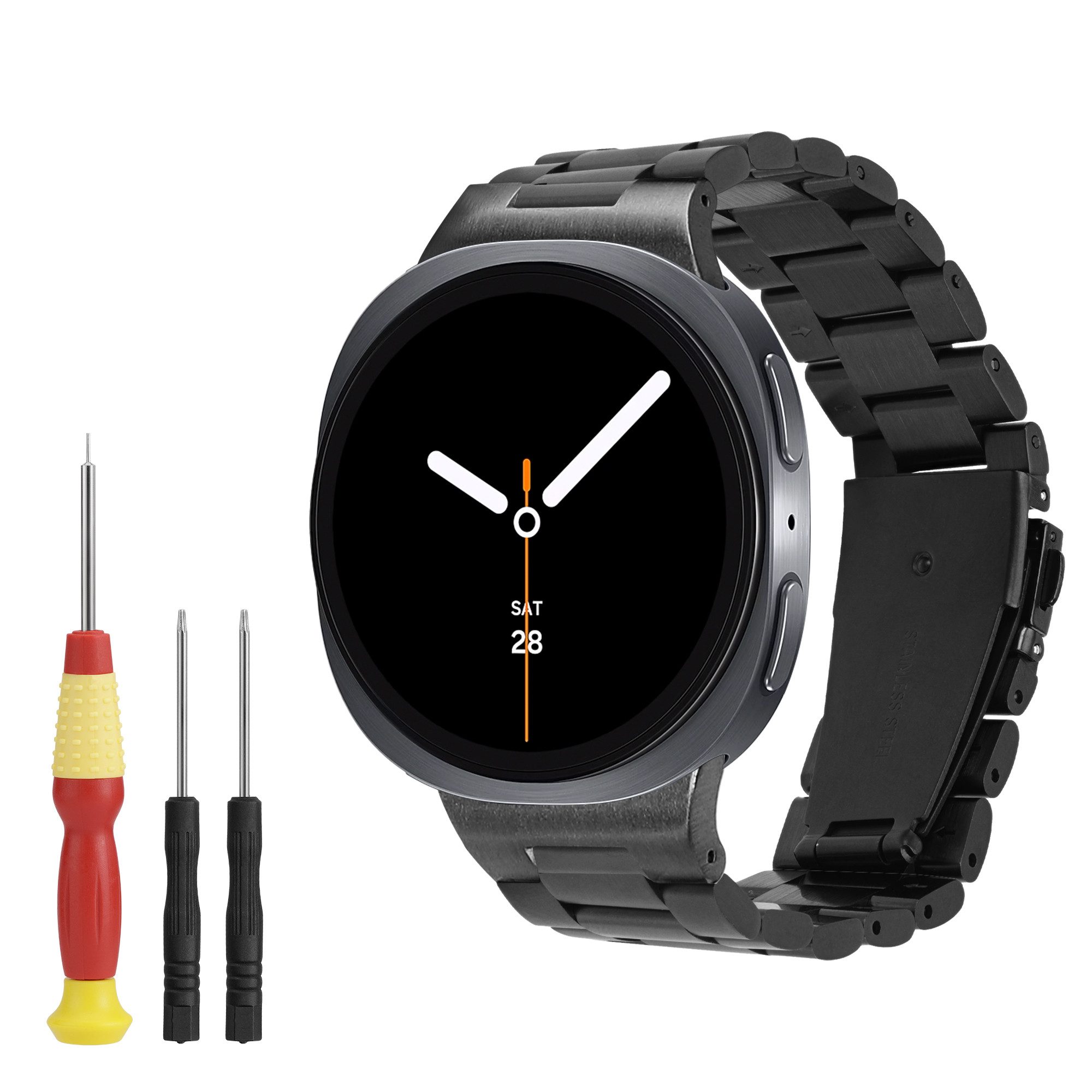 kwmobile Smartwatch-Armband Edelstahl Uhrenarmband für Samsung Galaxy Watch 8 Galaxy / Galaxy, Ersatzarmband für Smartwatch - 14 - 22 cm Innenmaße