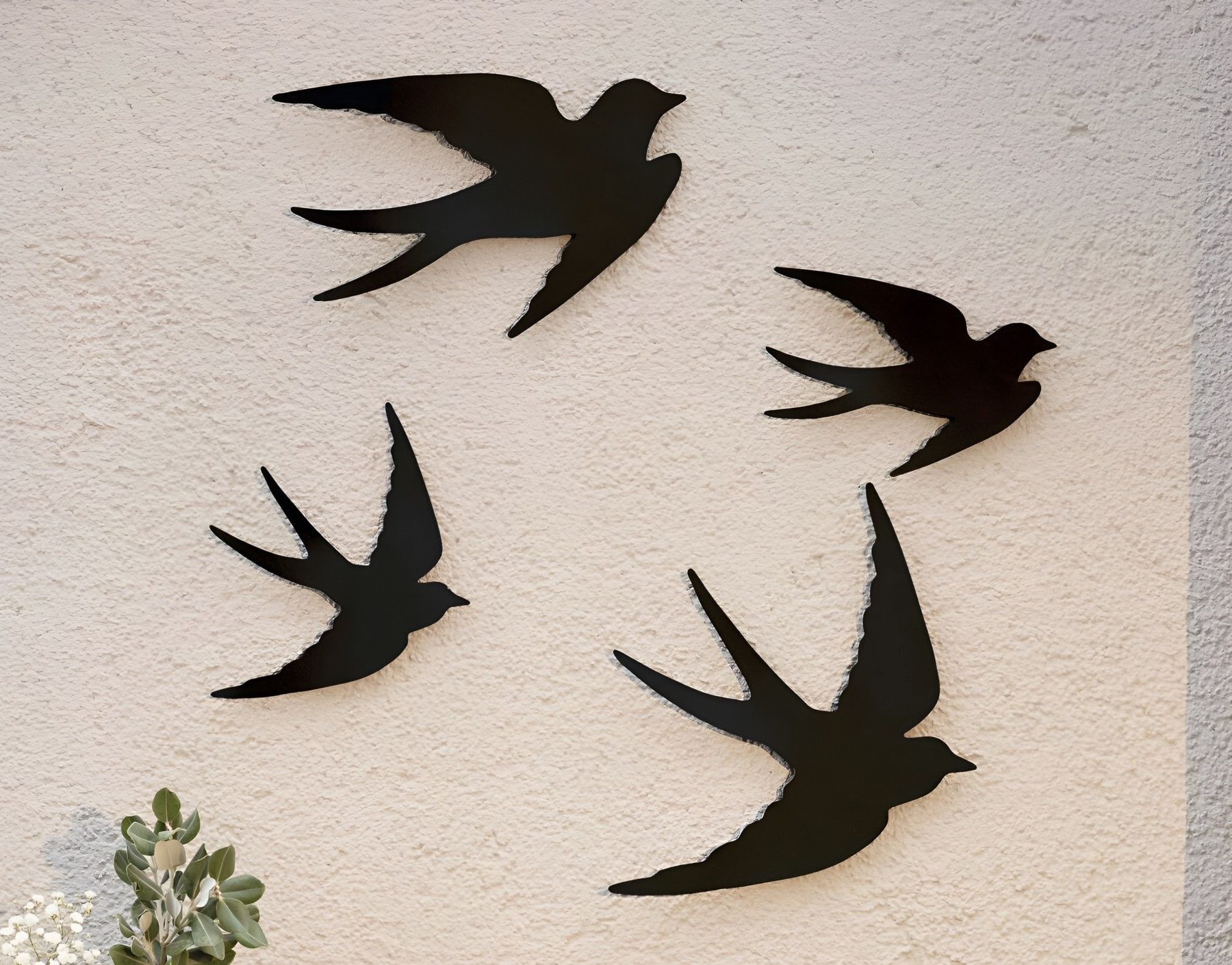 Dekoleidenschaft Wanddekoobjekt "Vögel" Wanddeko aus Metall, schwarz, Wandh günstig online kaufen