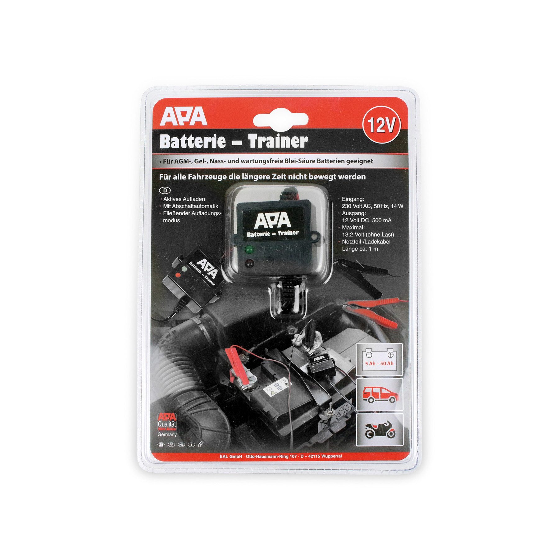 APA APA Batterietrainer 16506, 12V, 500mA Autobatterie-Ladegerät