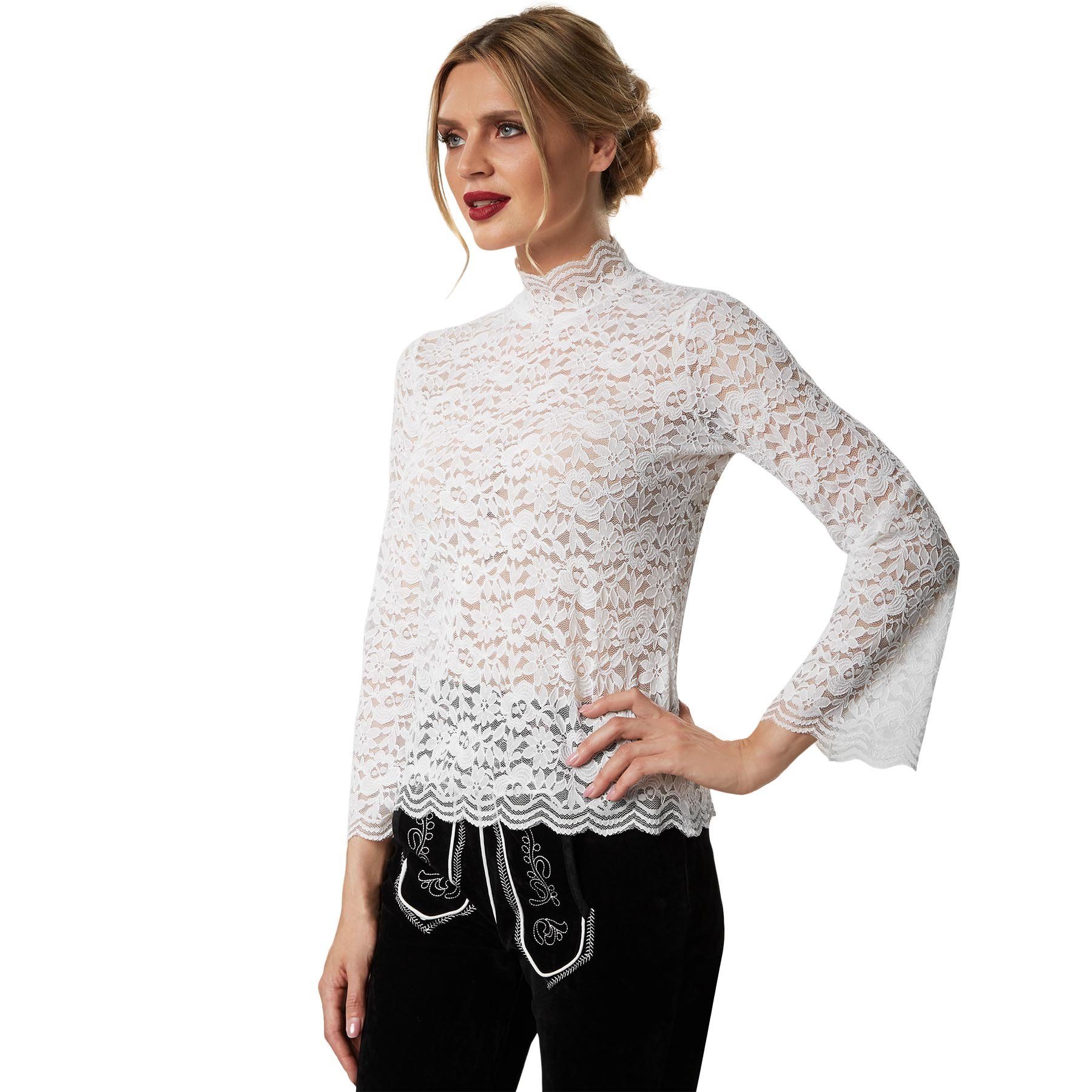 dressforfun Shirtbluse Bluse Hannerl geriffelte Ärmel günstig online kaufen